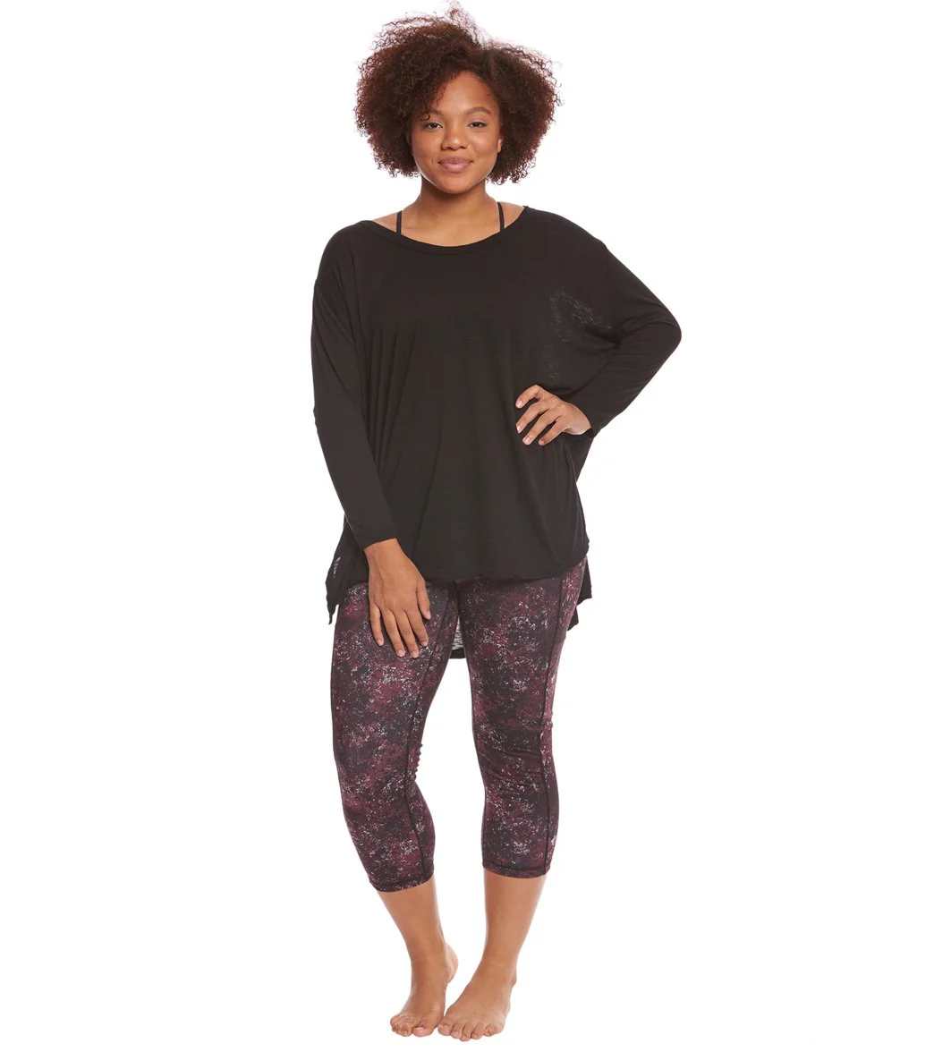 Hard Tail Plus Size Oversized 3/4 Sleeve Raglan Layering Top