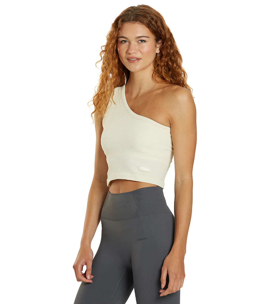 Cream Yoga Joy Tank Bra (One Shoulder)