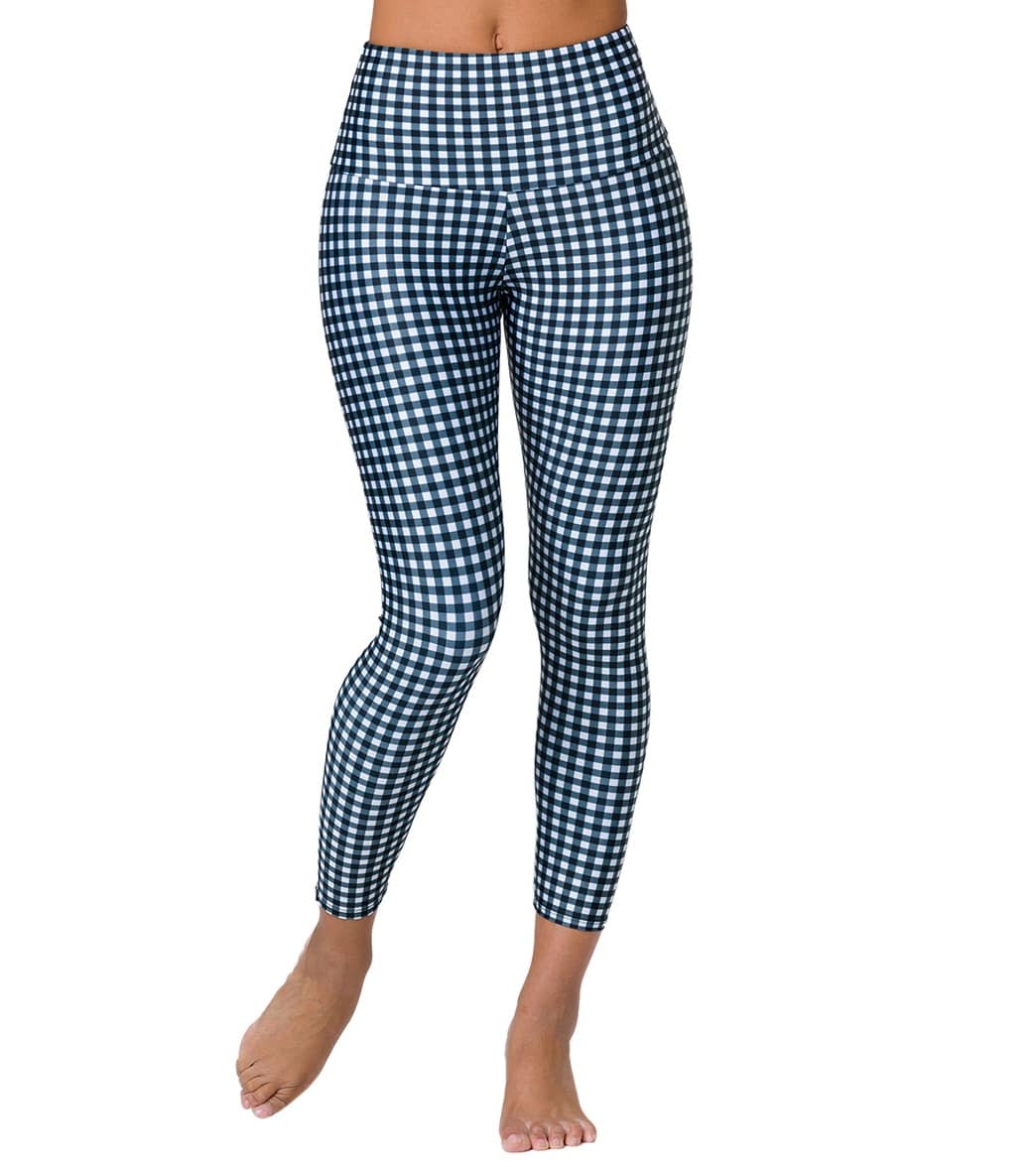 Onzie High Waisted Basic 7/8 Yoga Leggings Gingham