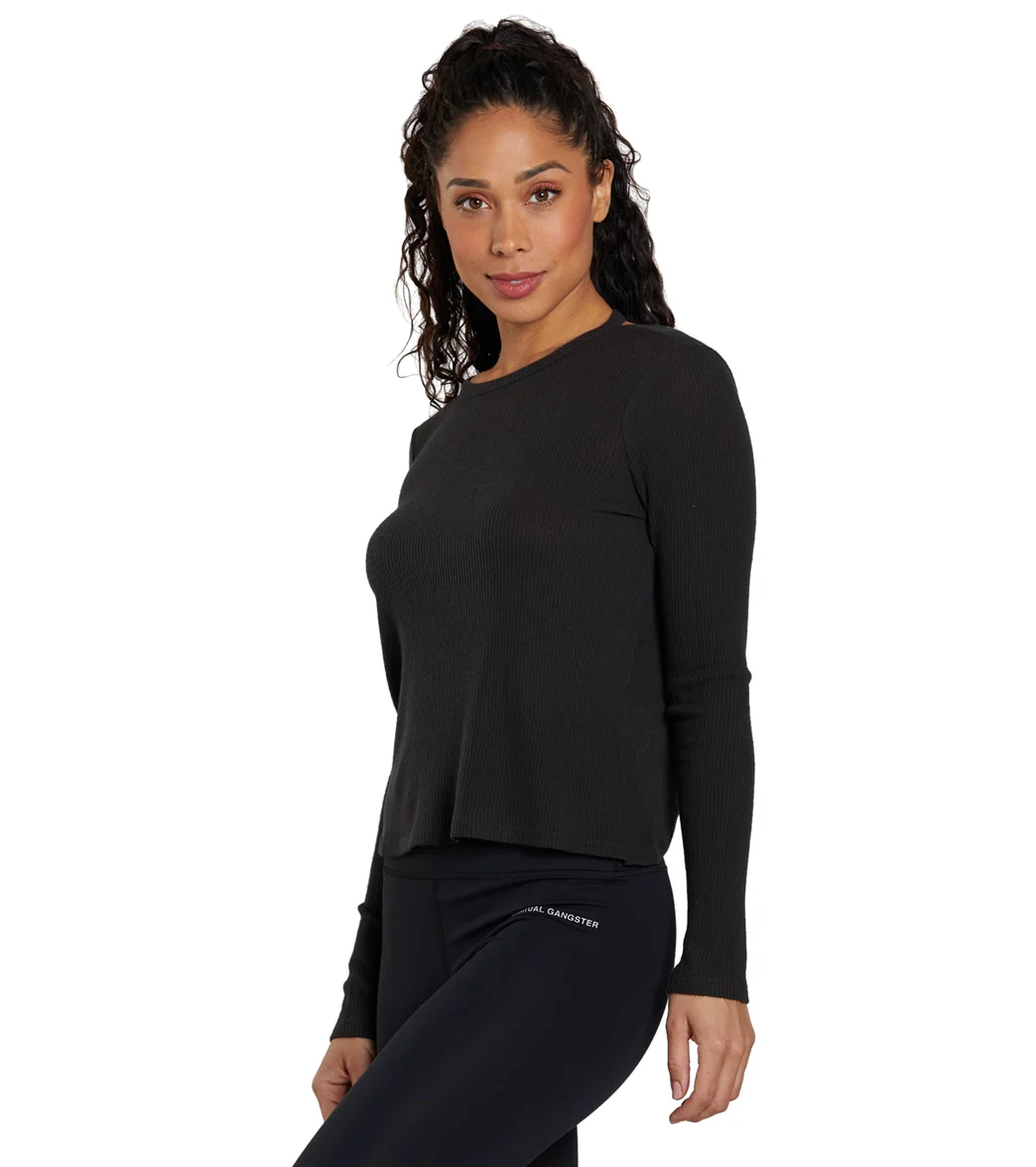 Spiritual Gangster Twist Long Sleeve Ballet Rib Top