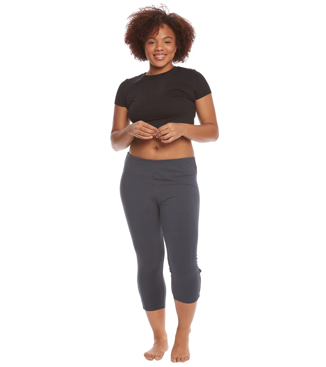 Hard Tail Plus Size Flat Waist Cage Cotton Yoga Capris