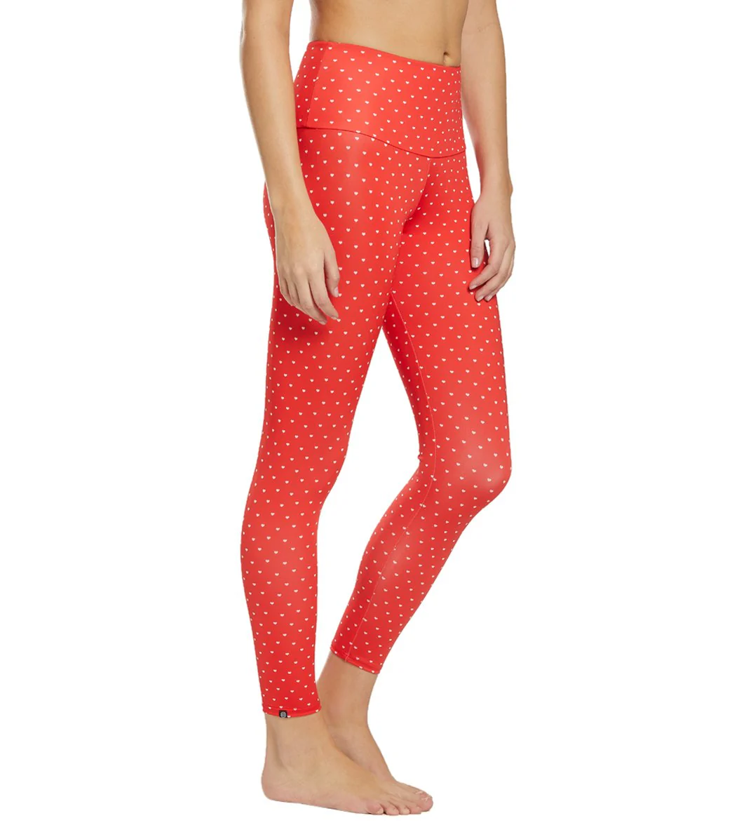 Onzie High Waisted Basic 7/8 Yoga Leggings Red Hot