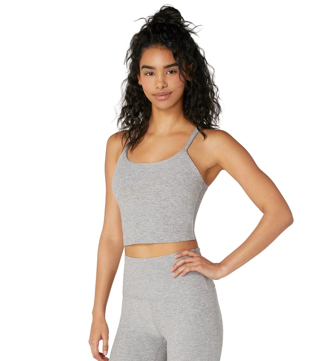 Beyond Yoga Spacedye Slim Racerback Cropped Tank Silver Mist