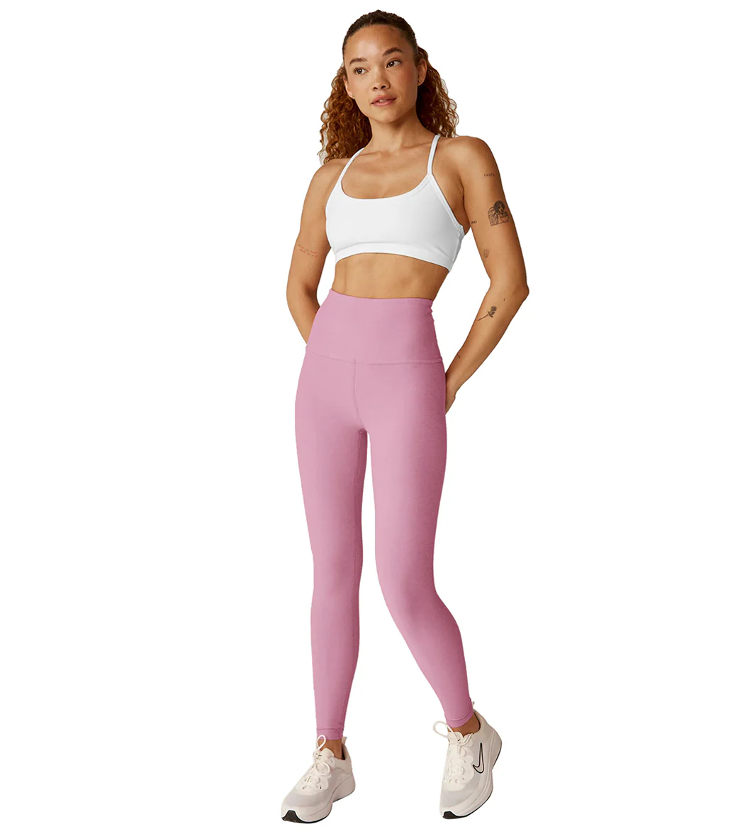 Beyond Yoga Spacedye High Waisted Caught In The Midi 7/8 Yoga Leggings Pink Haze Heather