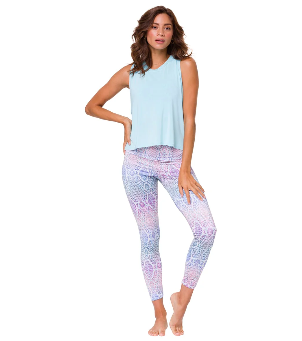 Onzie High Waisted Basic 7/8 Yoga Leggings Rainbow Snake