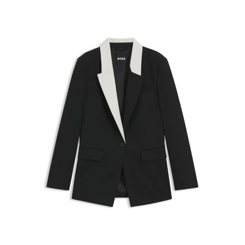 Relaxed-fit blazer with color-blocked lapels