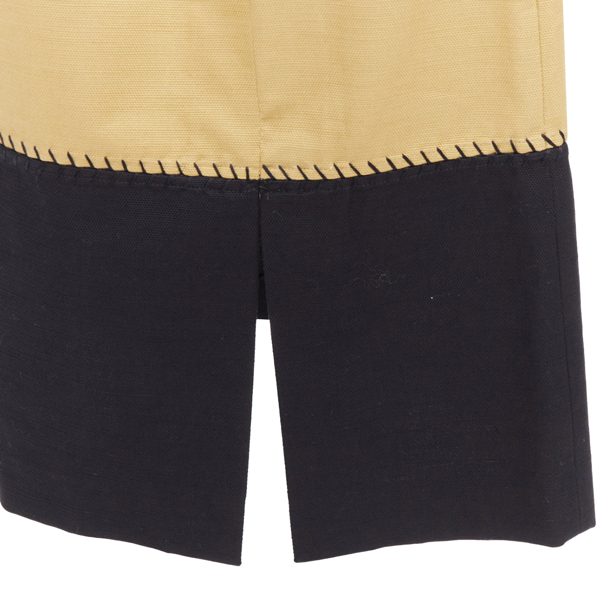 Gabriela Hearst Lyssa tan cotton black whipstitch design midi skirt