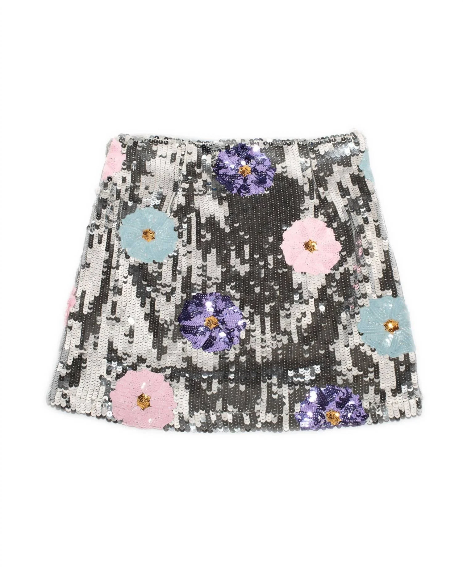 Women's Dahlia Floral Sequin Mini Skirt In Silver