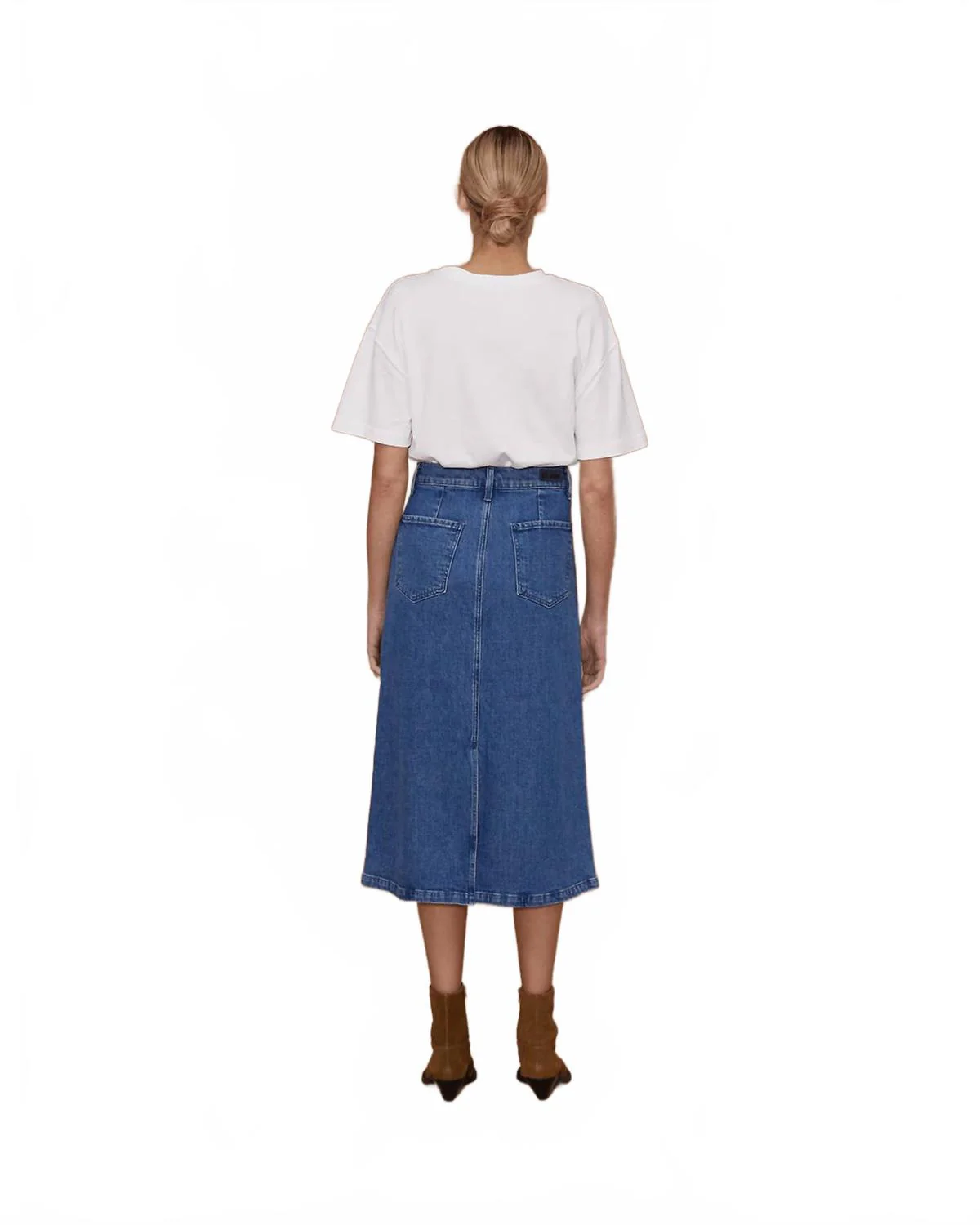 Stardust Denim Midi Skirt In Marina