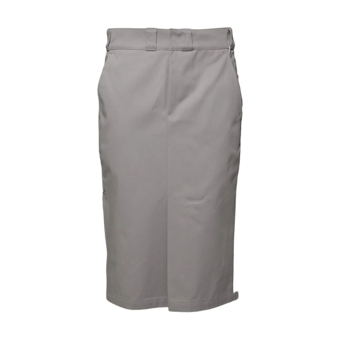 Light Grey Cotton Twill Midi Skirt
