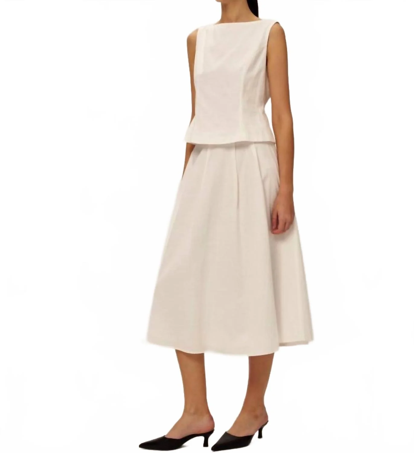 Brittney Midi Skirt In Off White