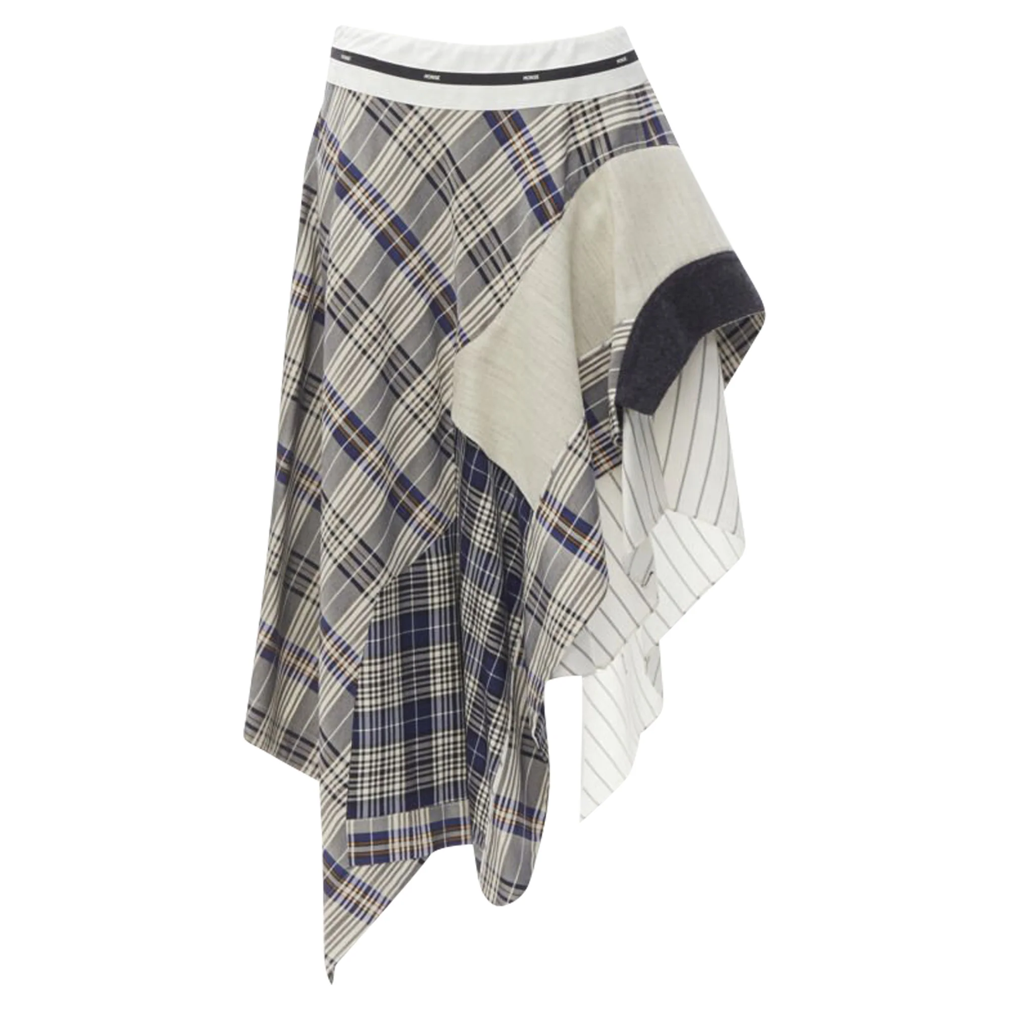 Monse mixed plaid patchwork asymmetric skirt