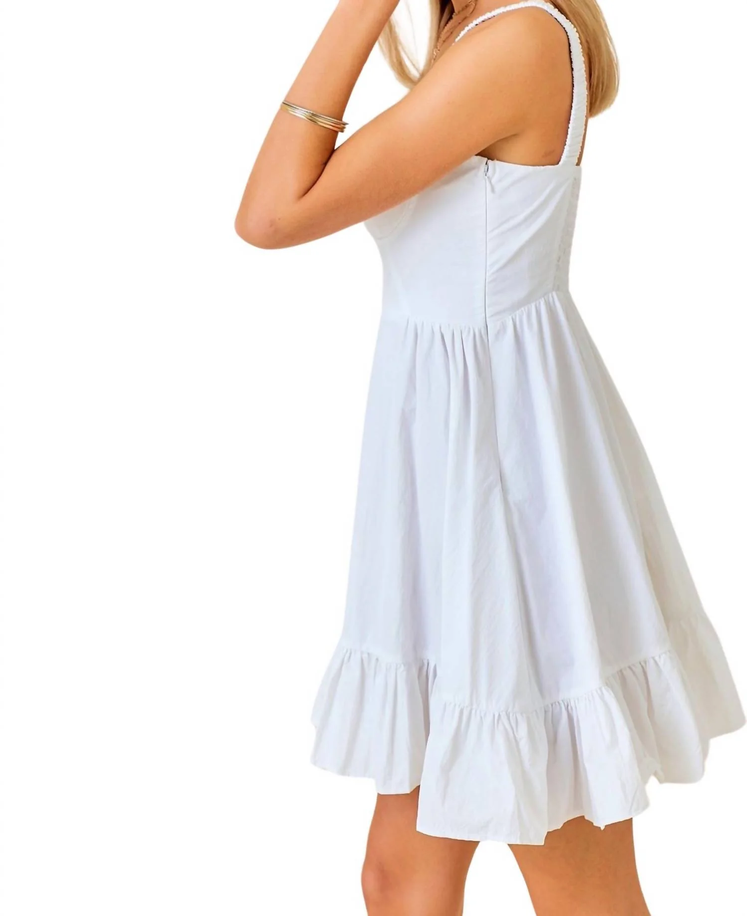 Tiered Mini Dress In White