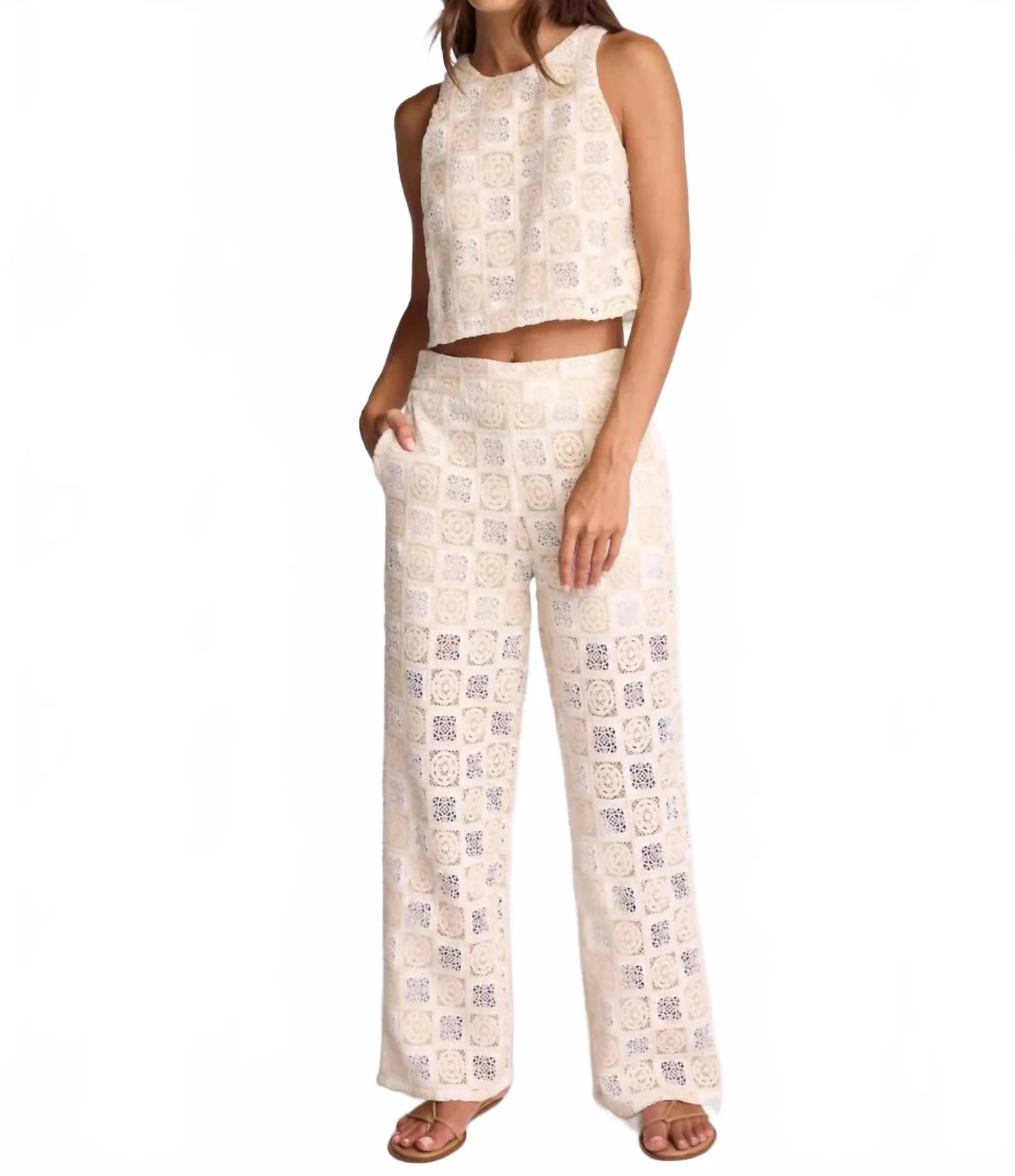 Garcia Pants In Cream Crochet