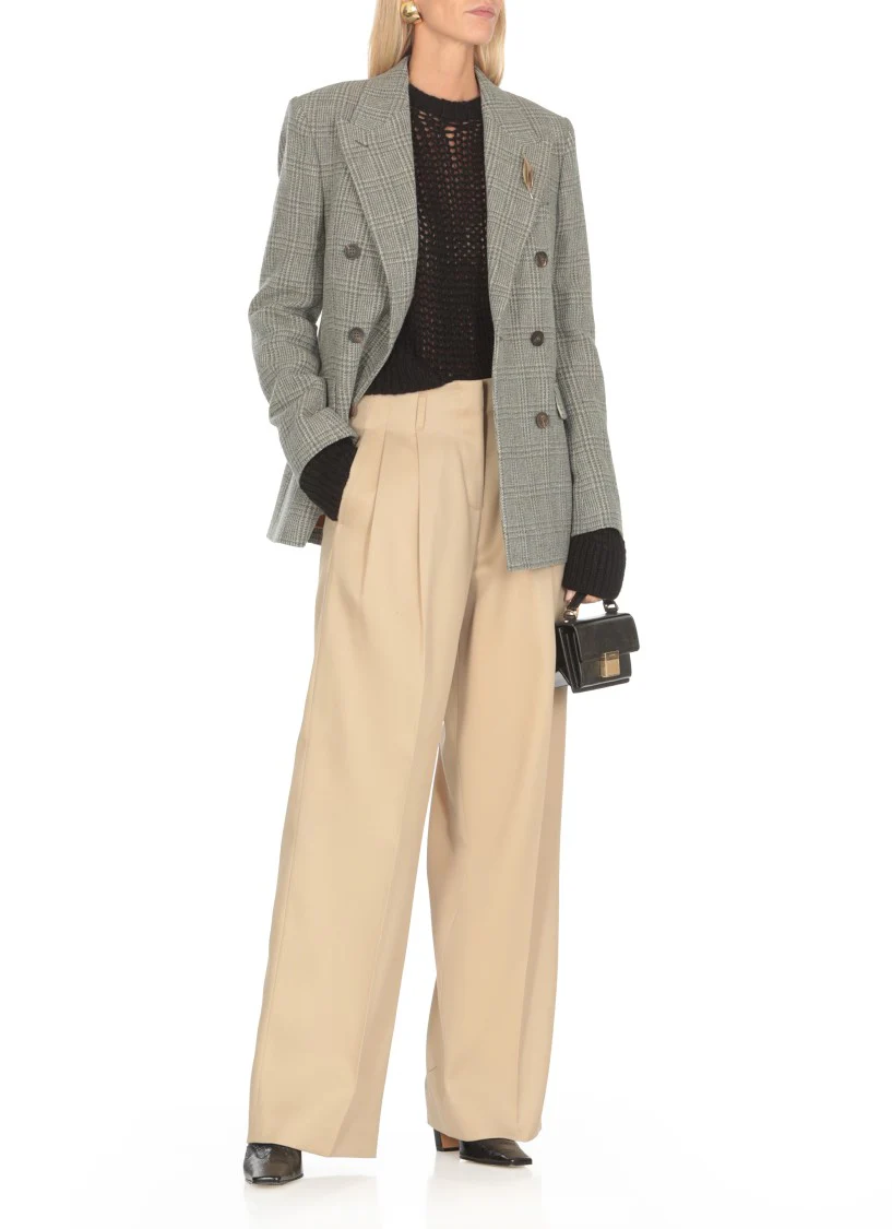 Beige Virgin Wool Pants