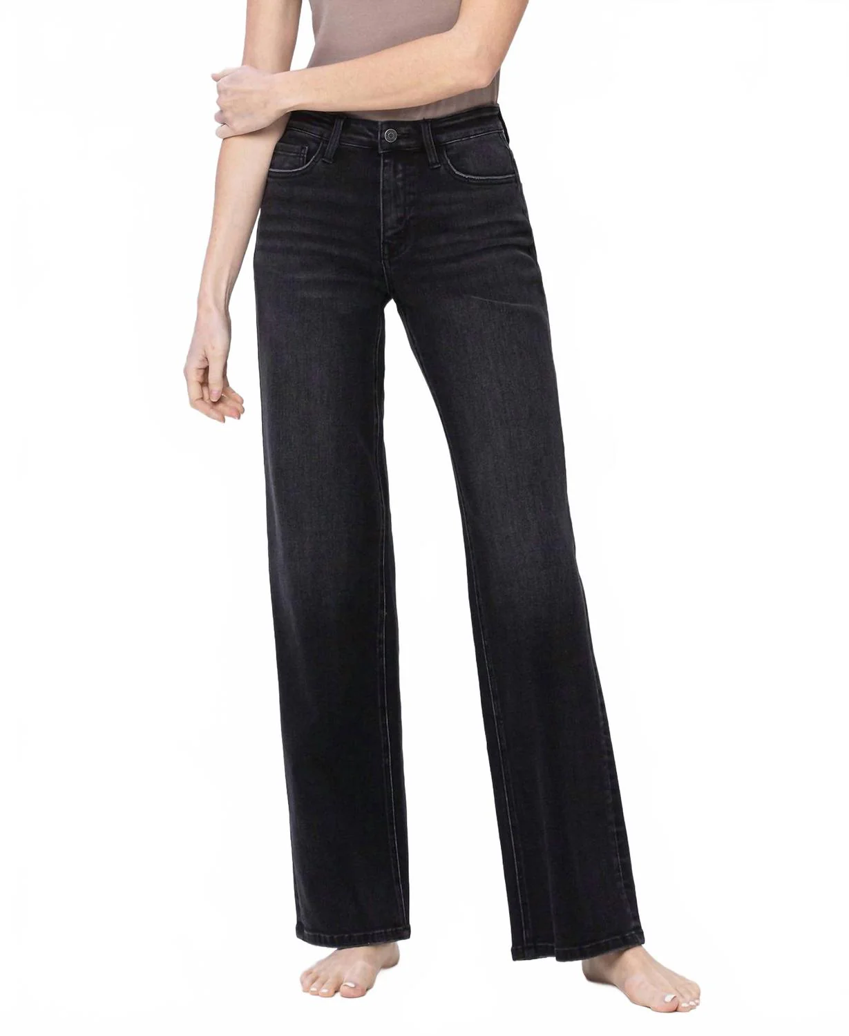 High Rise Loose Fit Jeans In Black