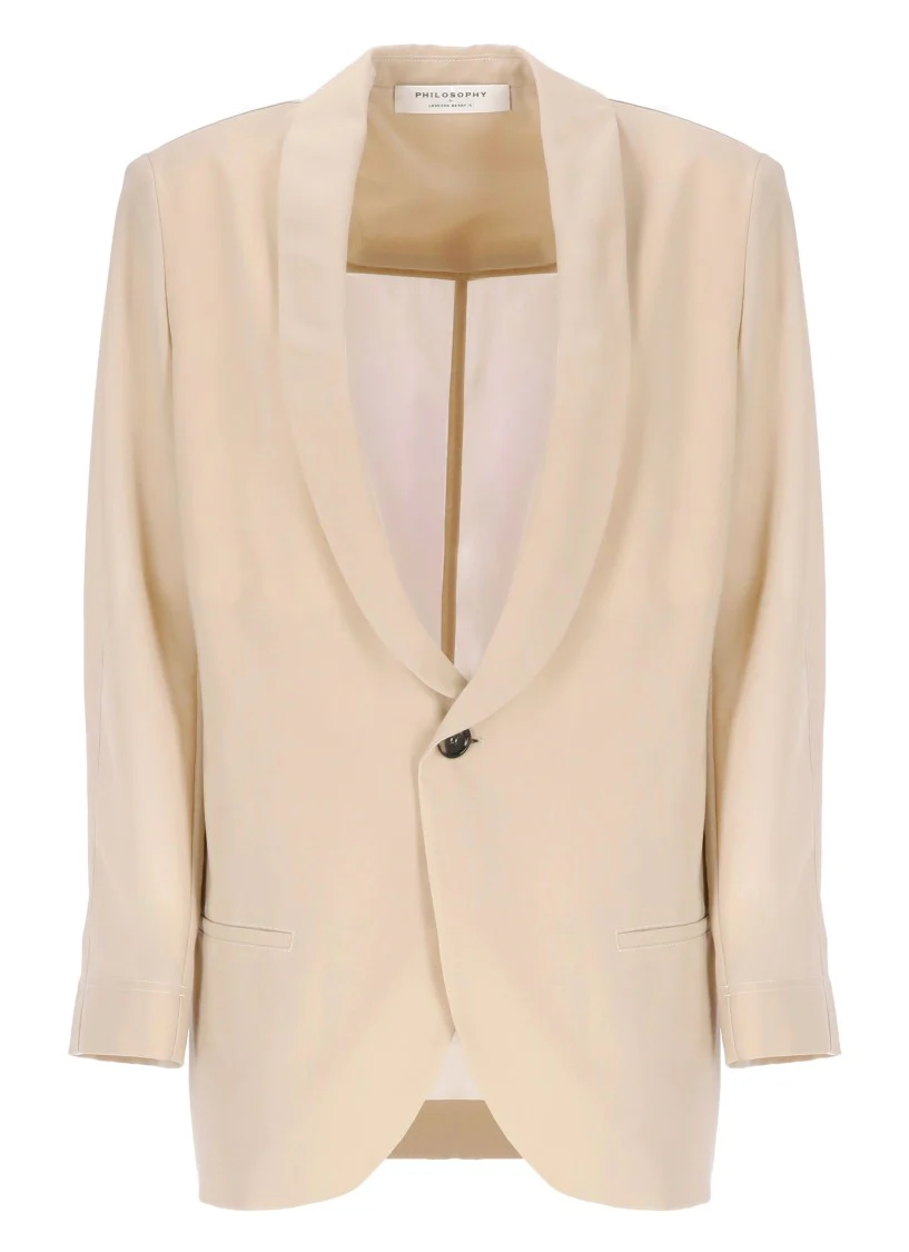 Beige Cotton Blend Blazer