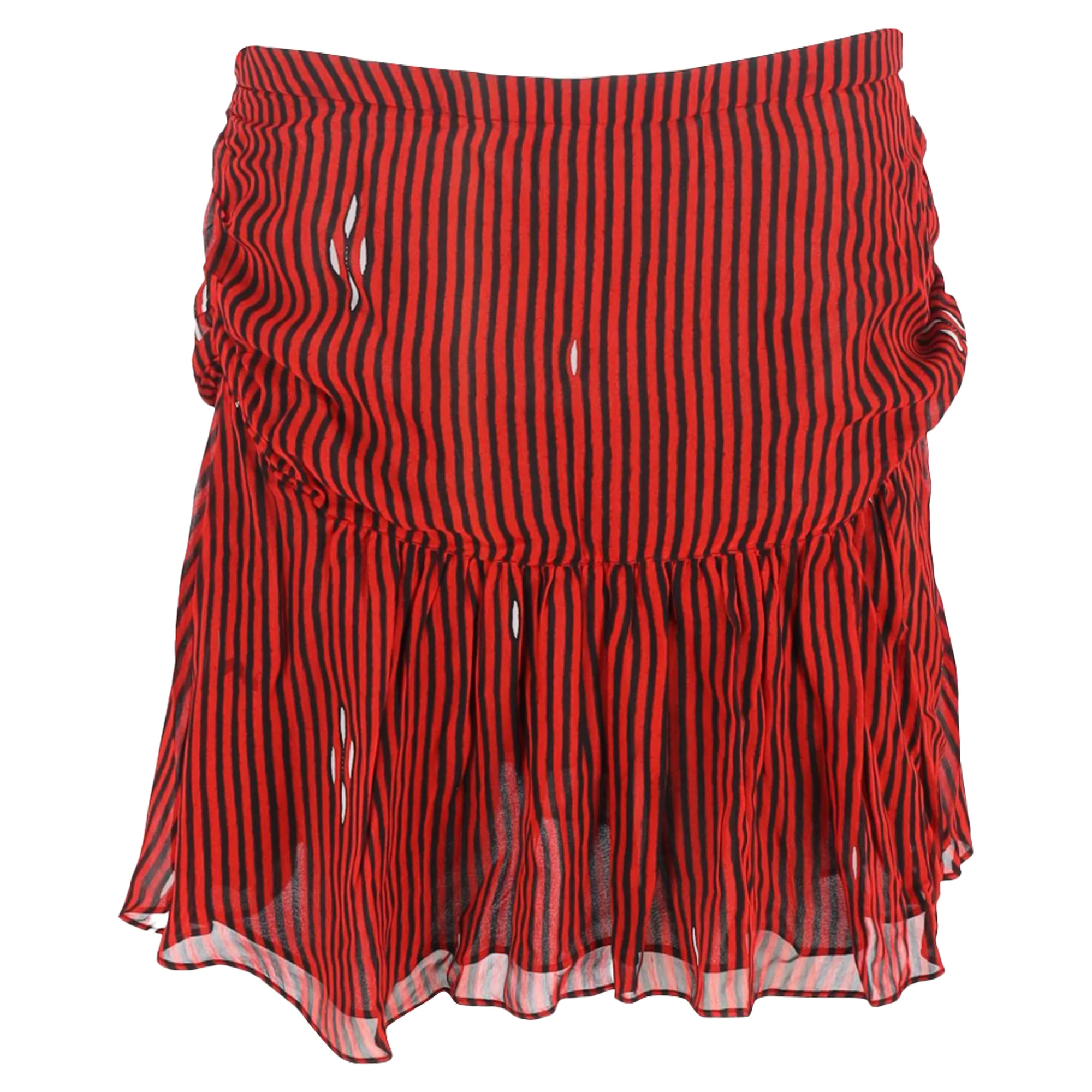 Etoile Isabel Marant Stripe Mini Ruffled Skirt in Red Viscose