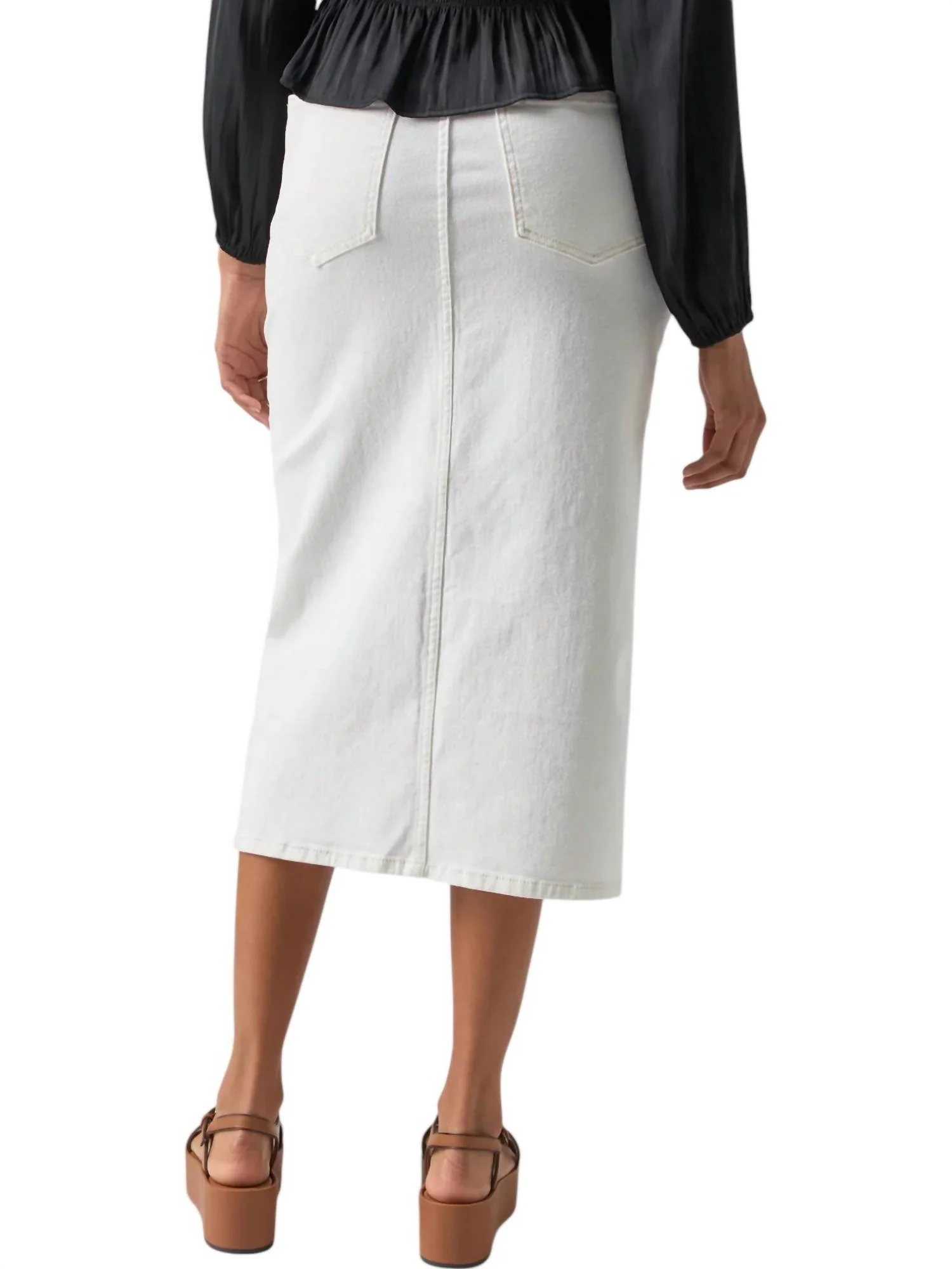 Denim Midi Skirt In Chalk