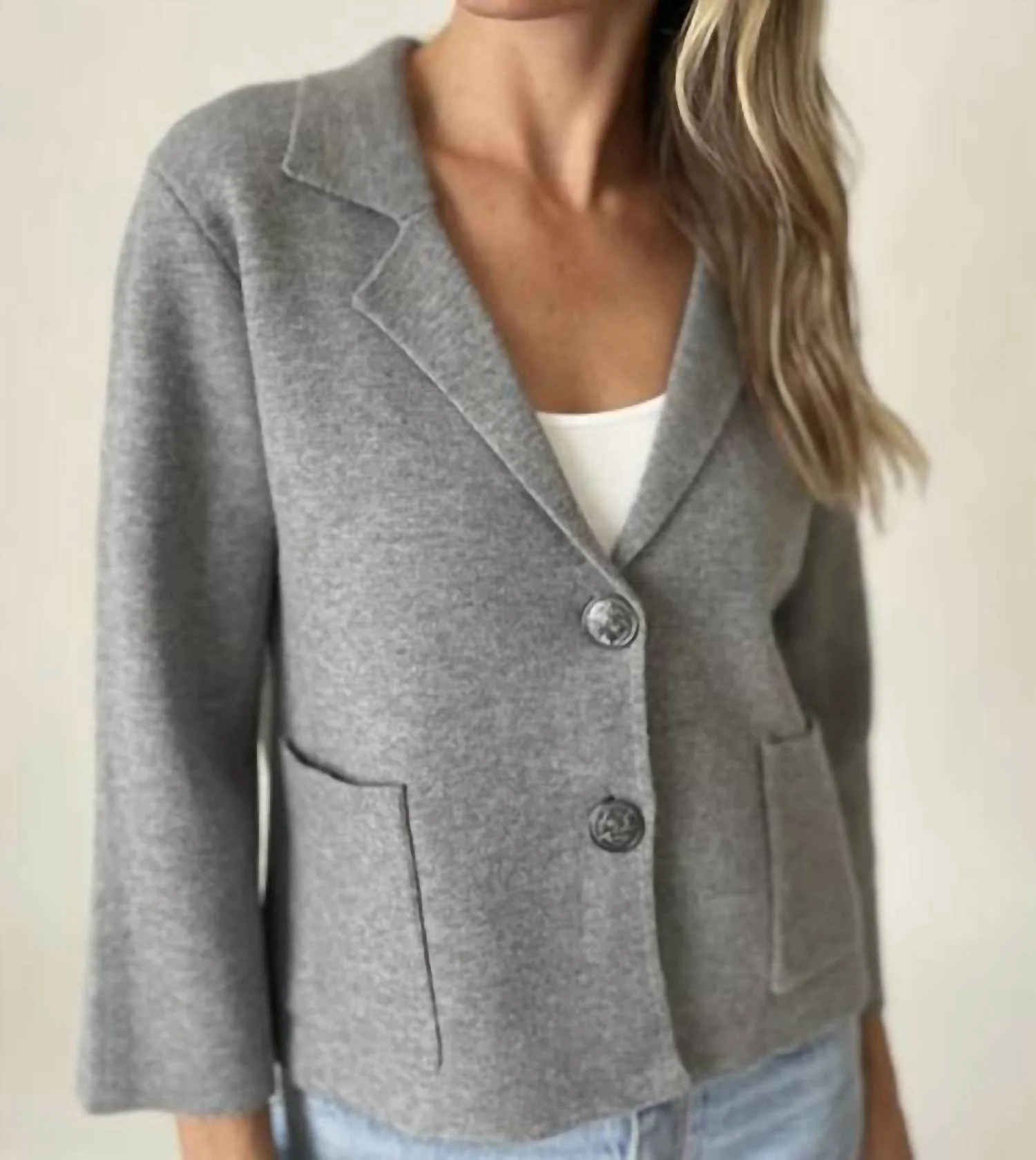 Louisa Sleeve Knit Blazer In Heather Grey