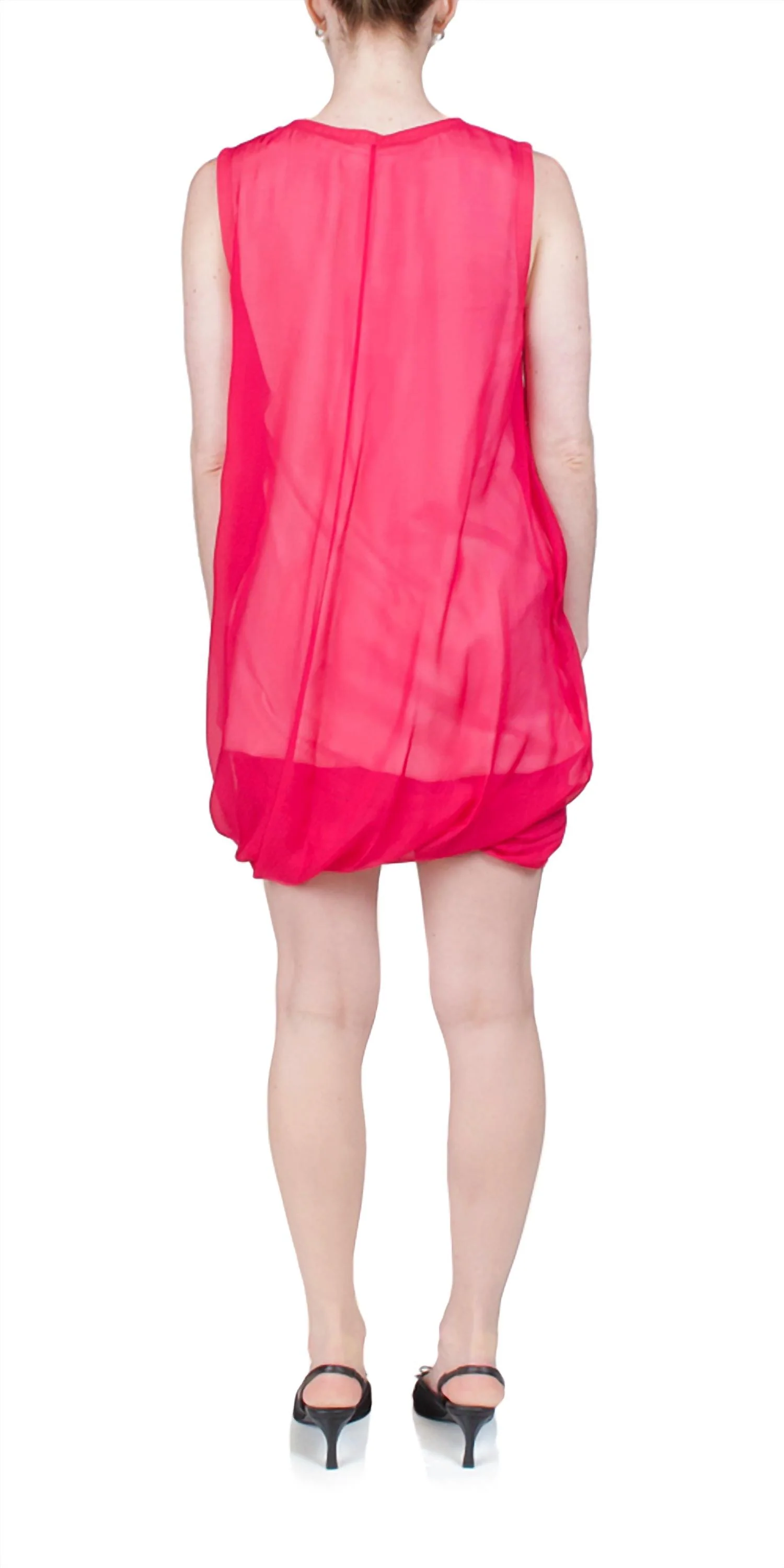 Silk Bubble Dress In Fuchsia