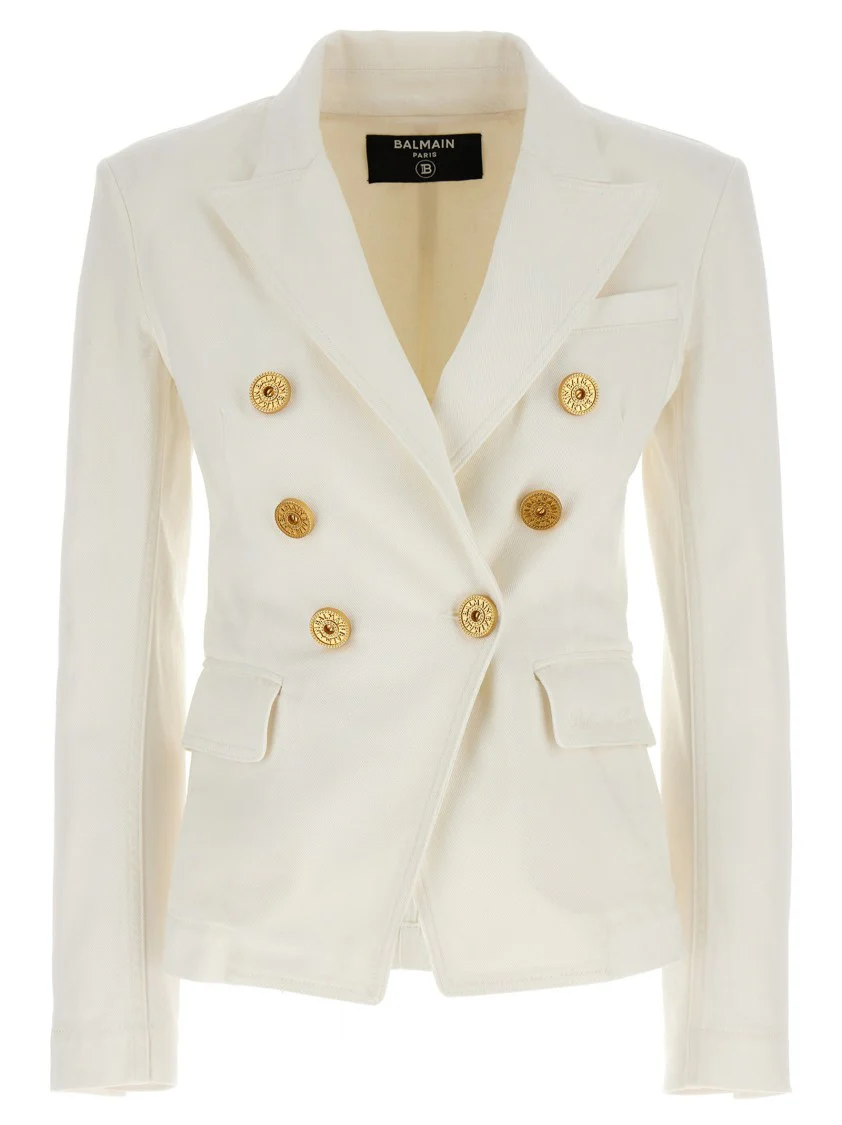 Double-Breasted Denim Blazer