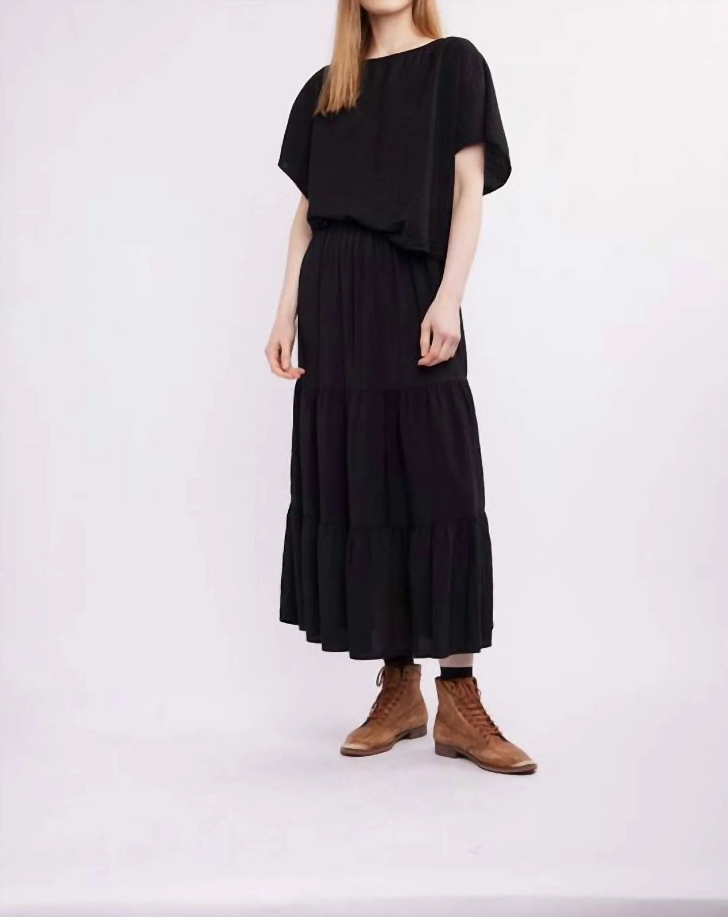 Charlie Tiered Skirt In Black