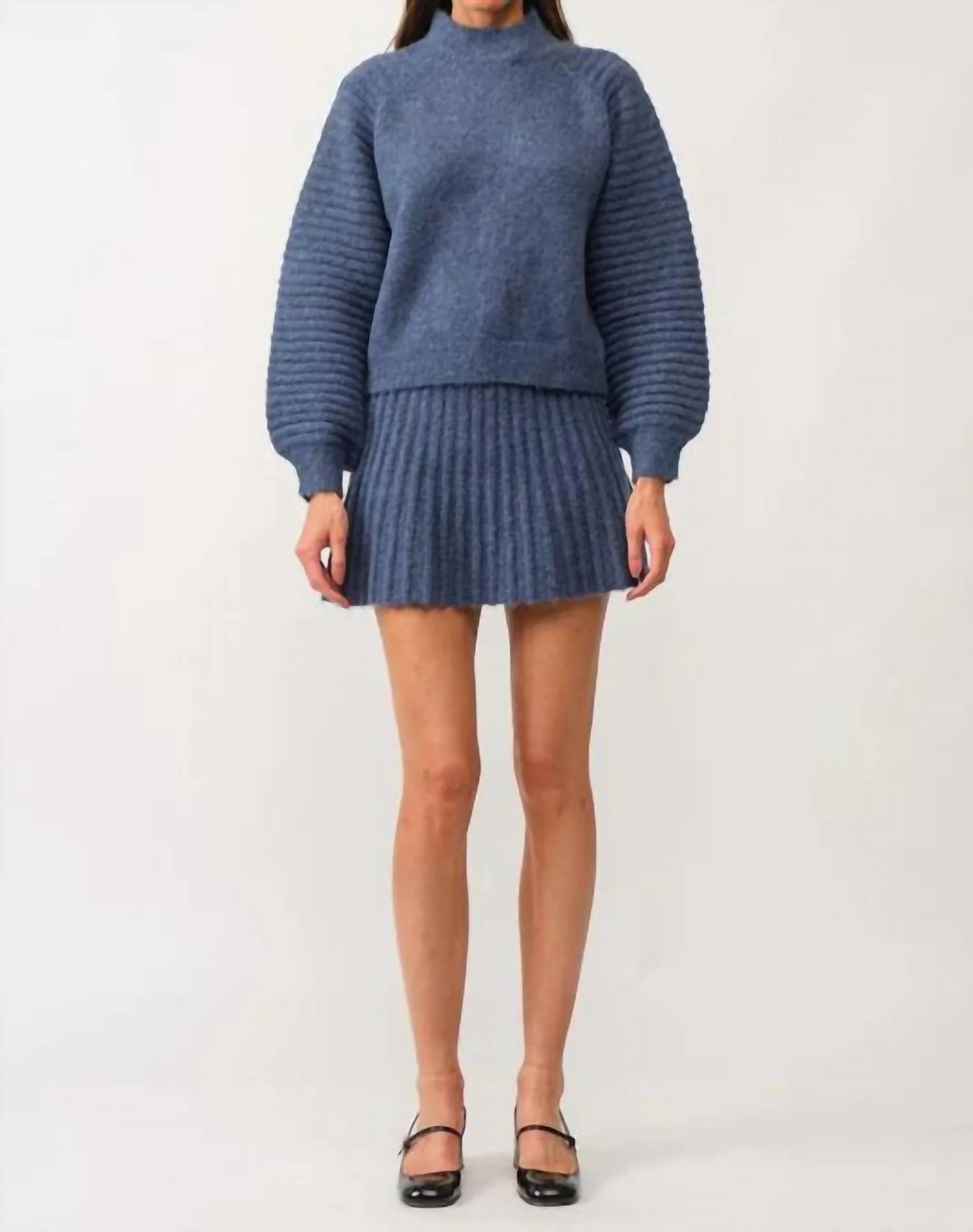 Knit Mini Skirt In Navy