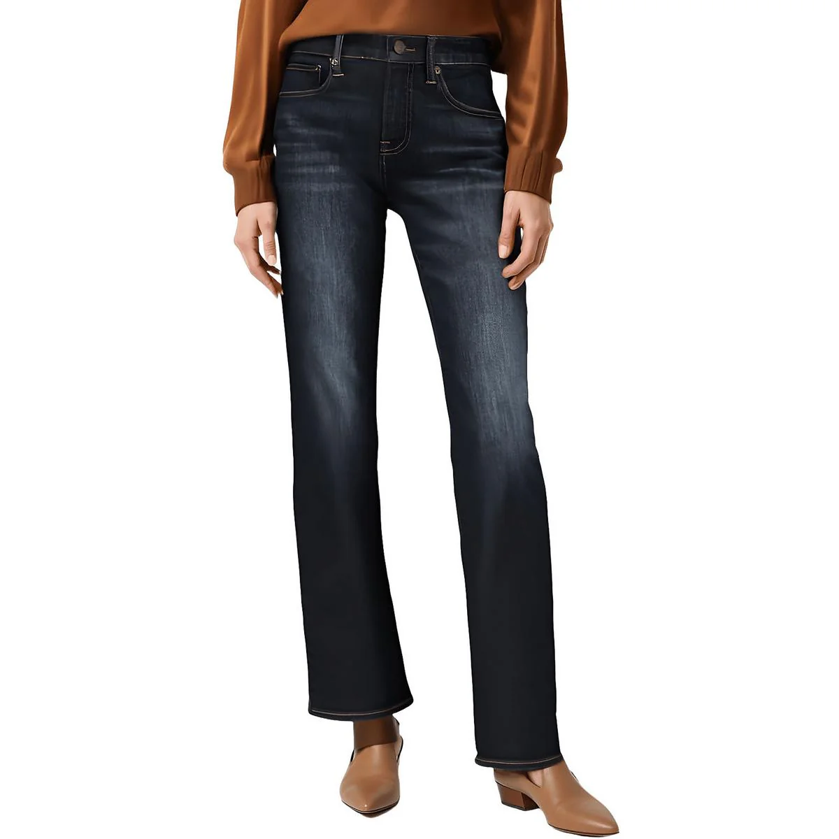 Womens Stretch Denim Straight Leg Jeans