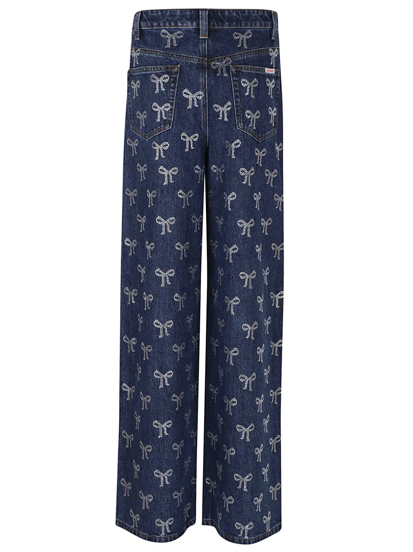 Rhinestone Bow Denim Jeans