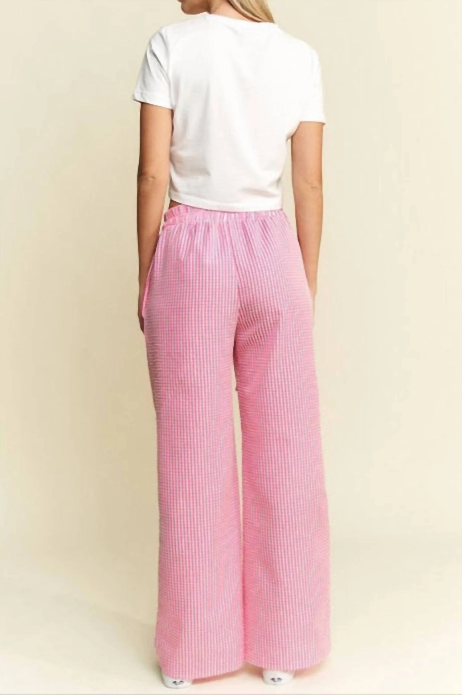 Gingham Boxer Pants In Fuchsia