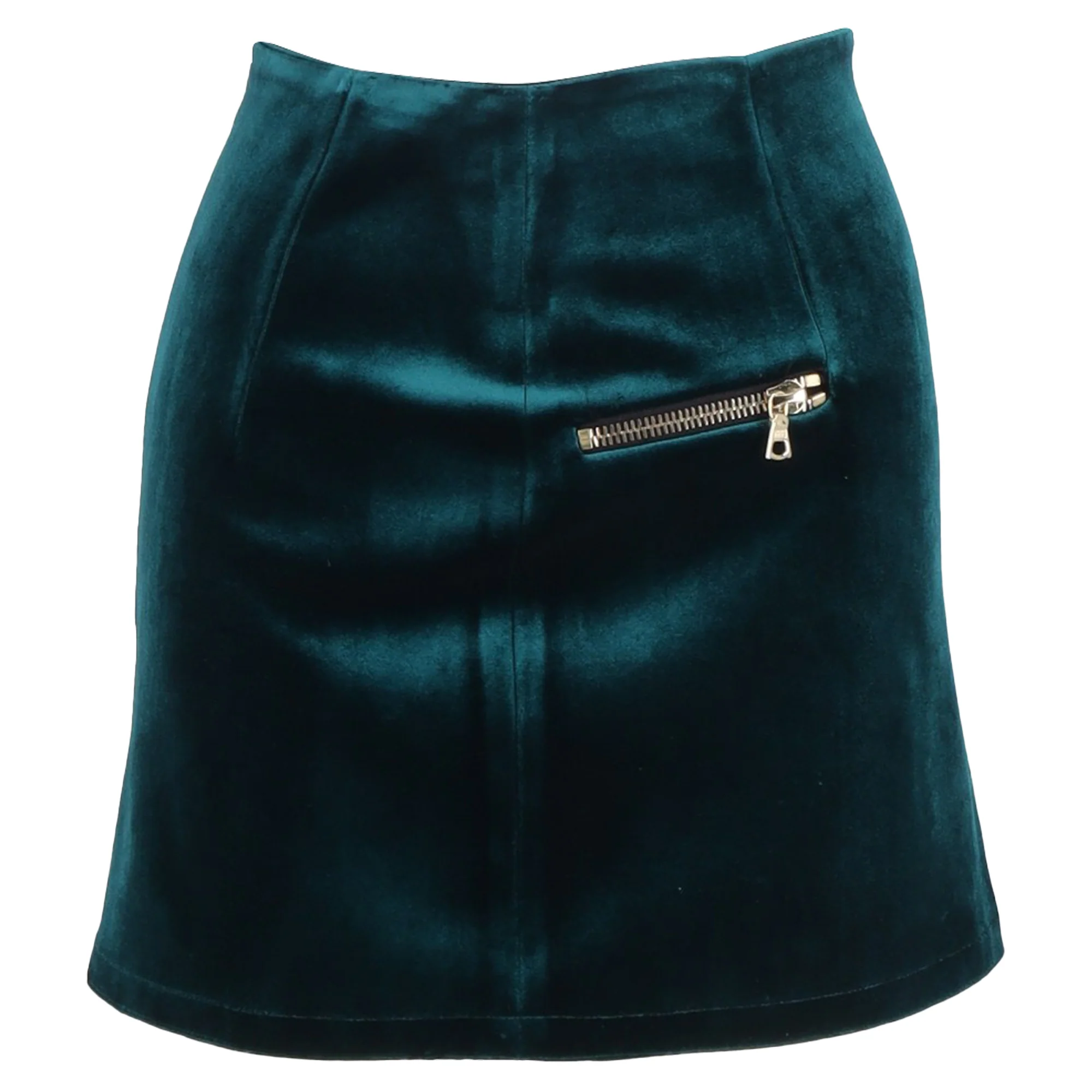 Sandro Mini Skirt in Green Velvet