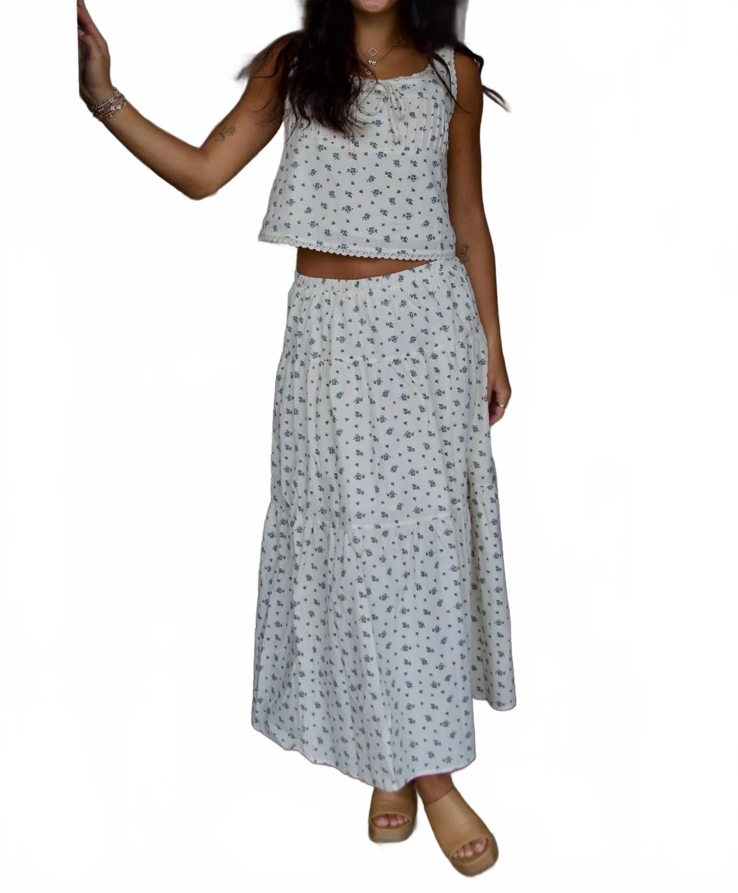 Kiki Floral Skirt In White