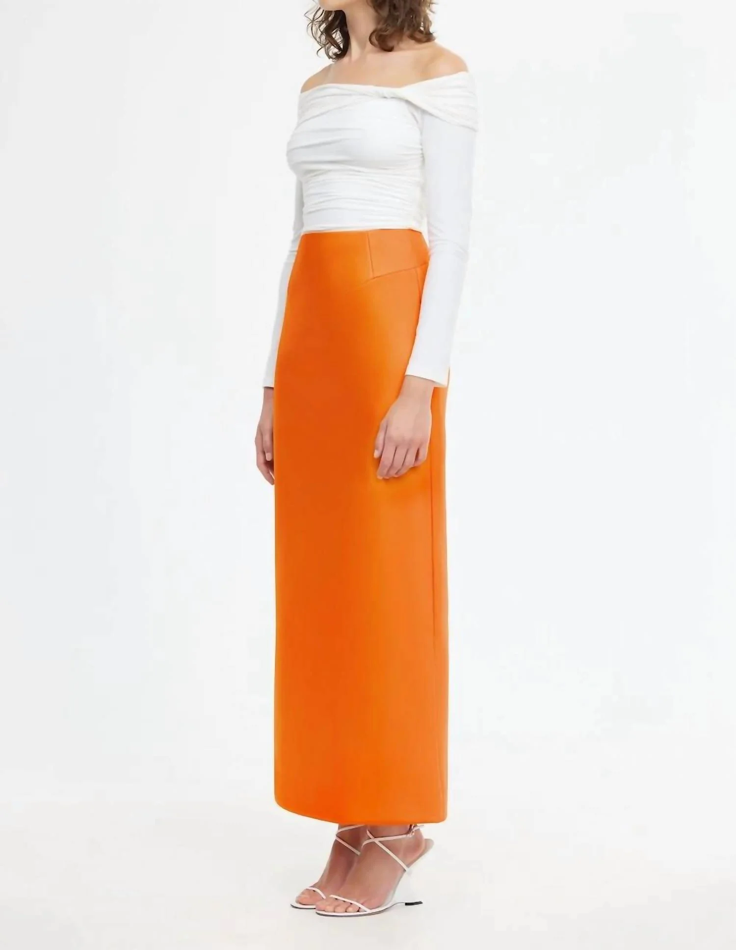 Balderstone Maxi Skirt In Neon Tangerine