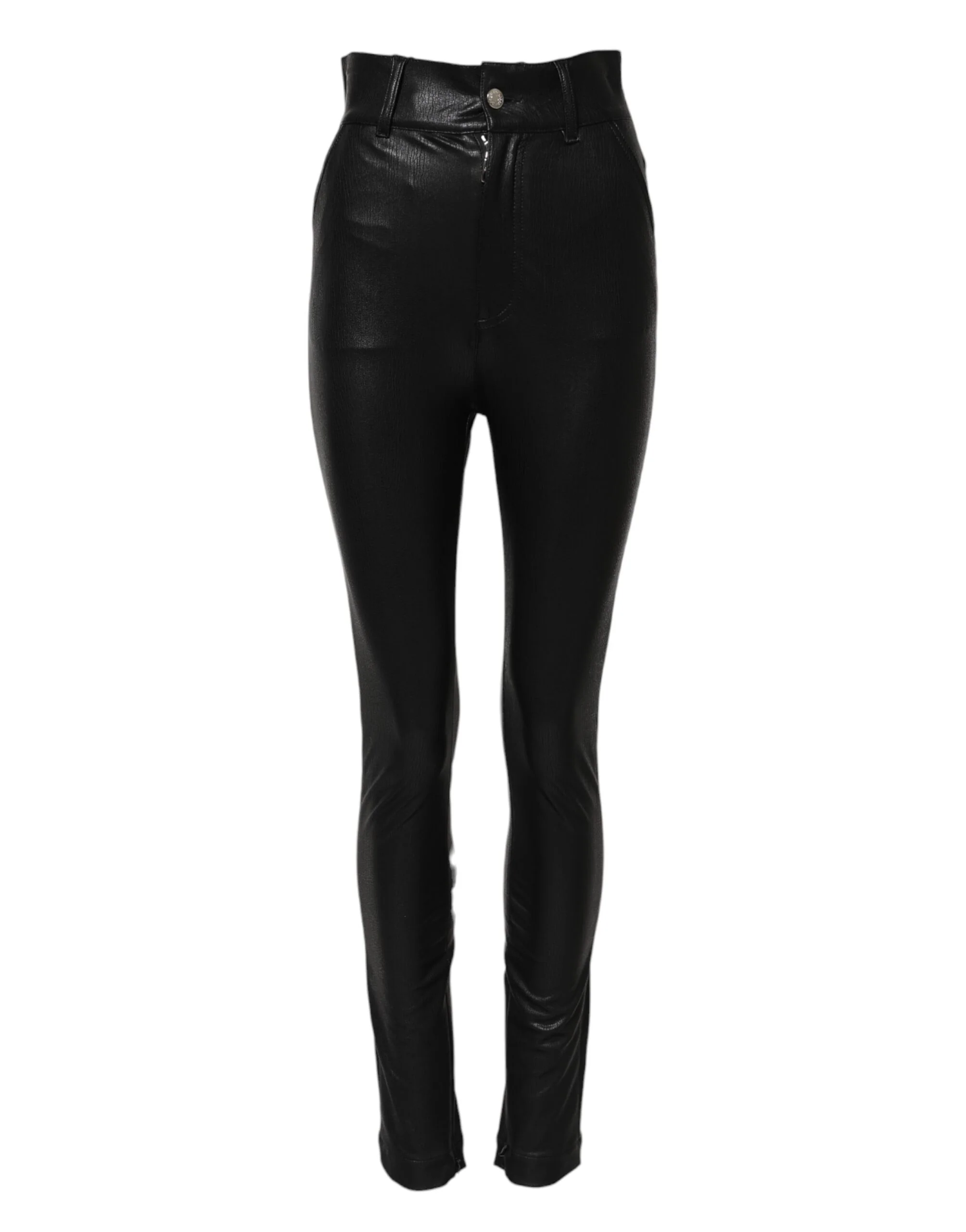 Dolce & Gabbana Leather High Waist Slim Fit Women's Pants
