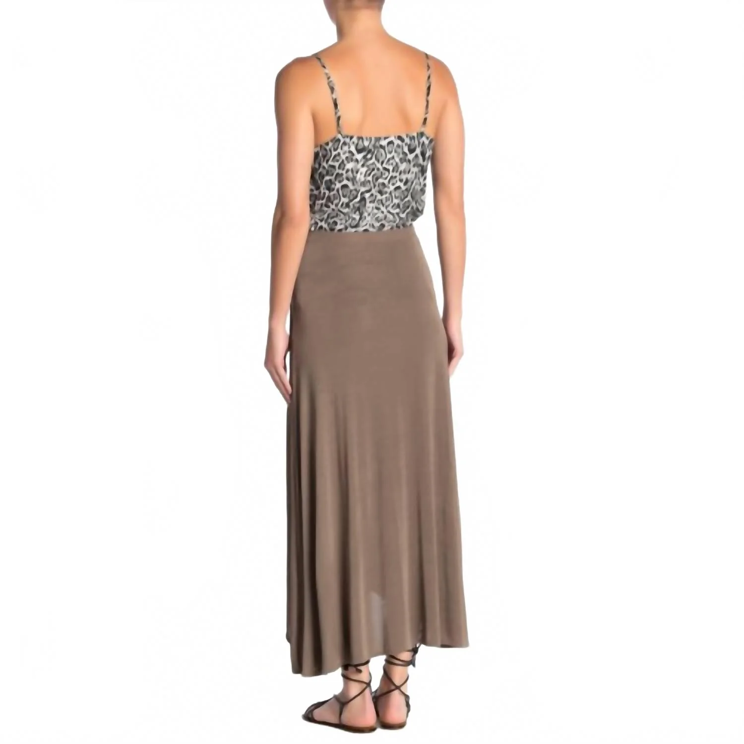 Smoke & Mirrors Faux Wrap Skirt In Taupe