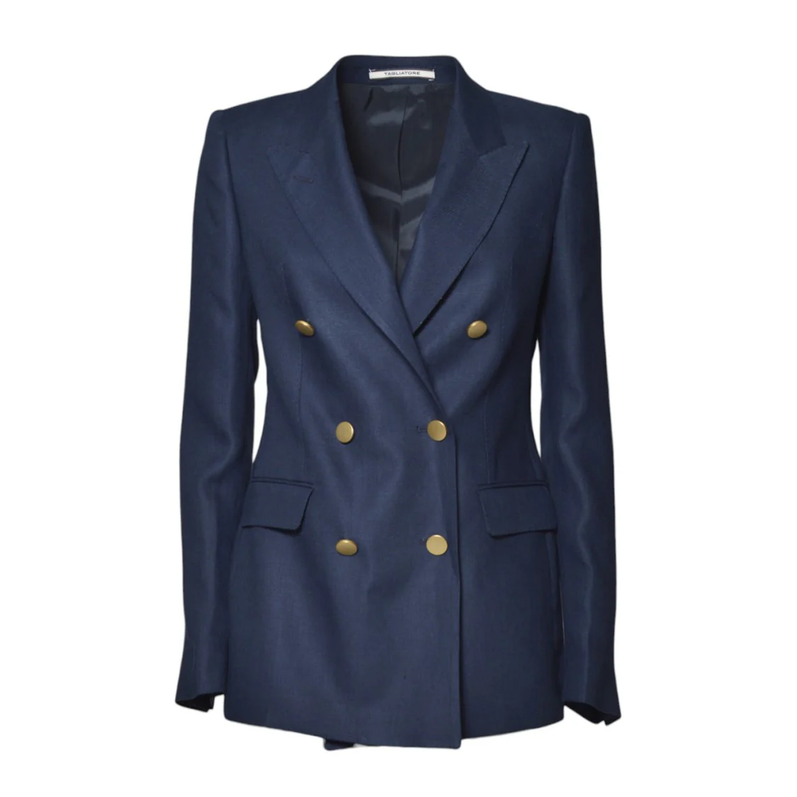 J-Parigi Double Breasted Jacket In Blue Linen Twill