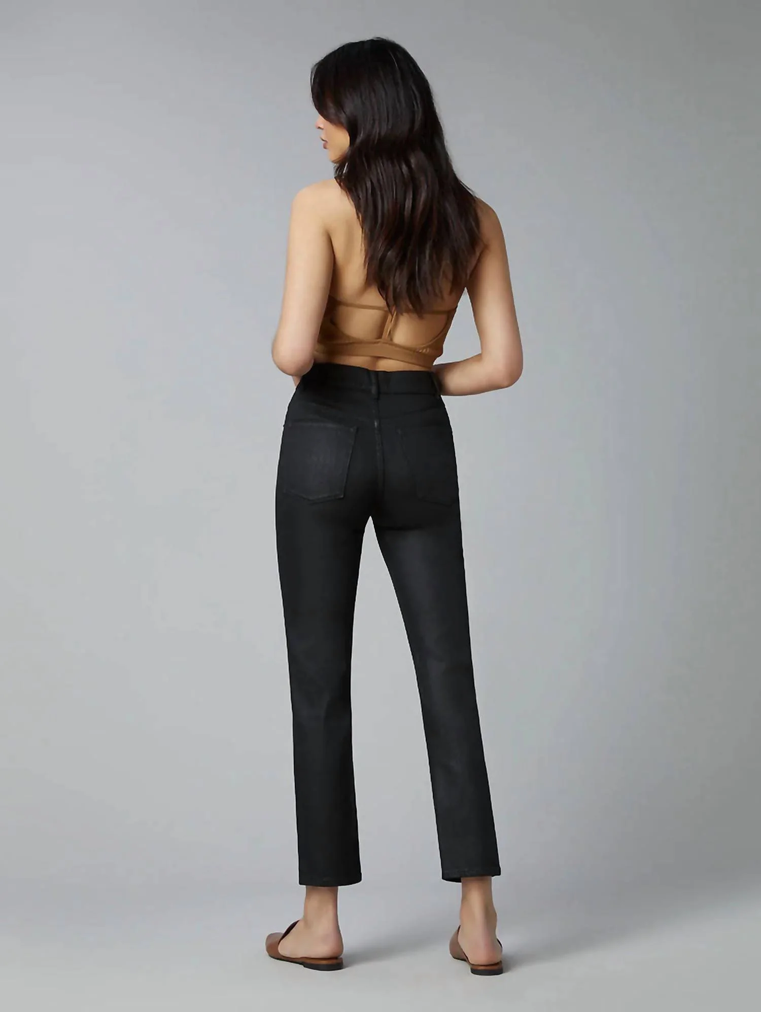 Patti Straight Jeans In Black Coated