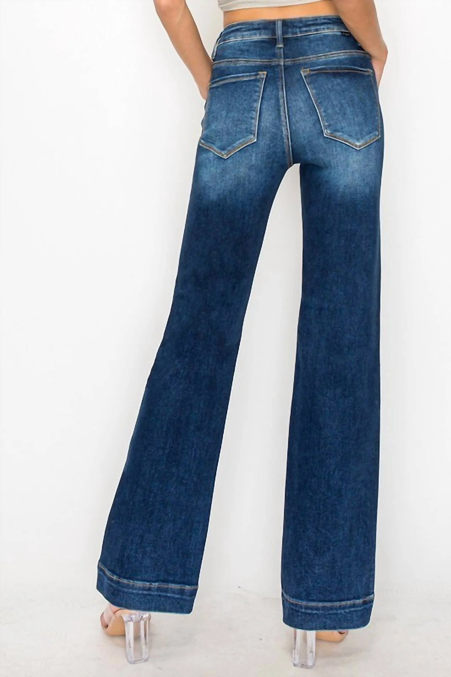 High Rise Straight Jeans Dark In Blue