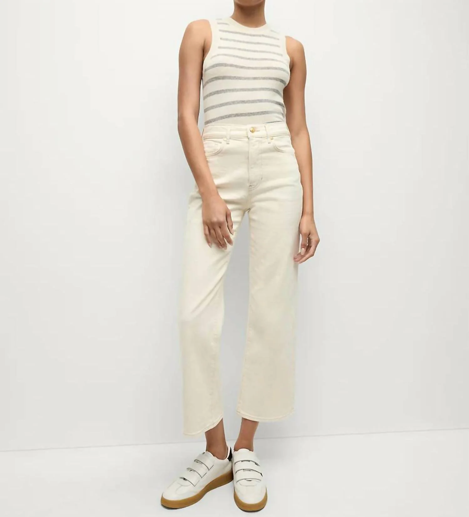 Women's Dylan Ankle High Rise Straight Jean In Ecru