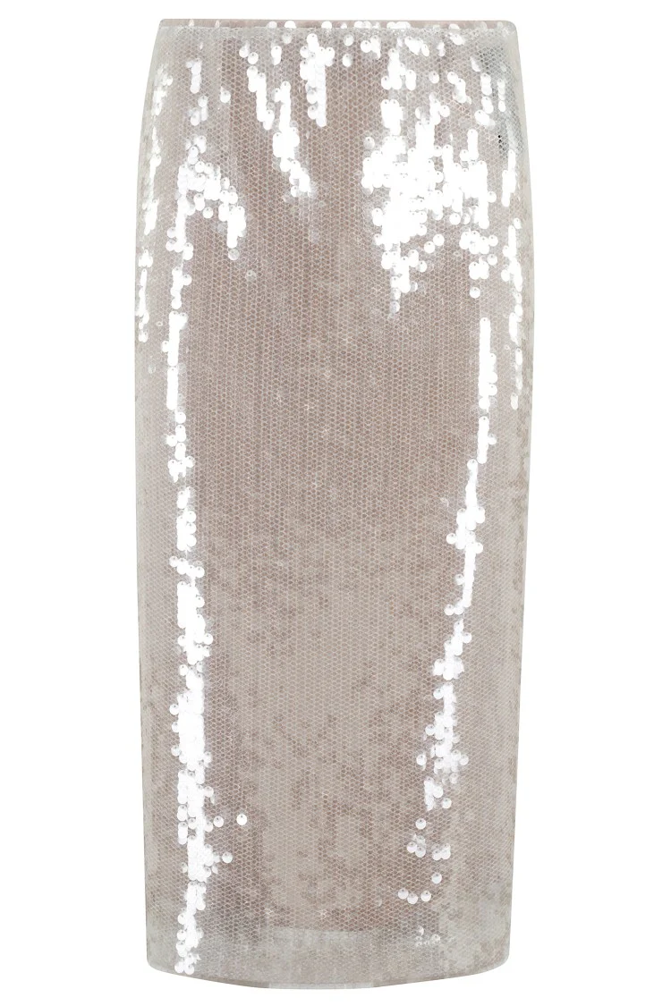 Sheer Mesh Skirt With All-Over Sequin Design