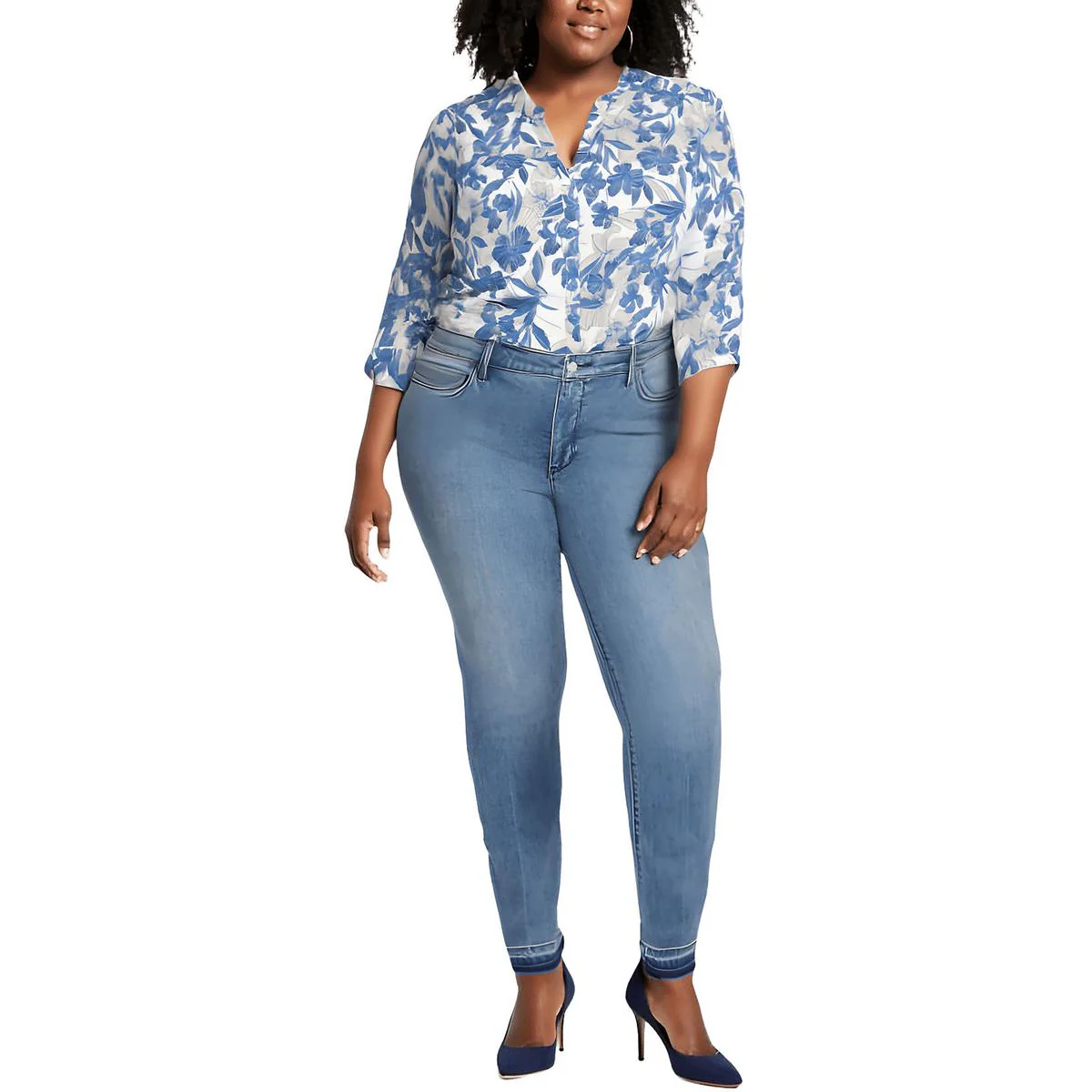 Plus Barbara Womens High-Rise Cotton Bootcut Jeans