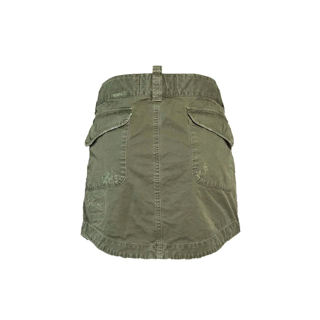 Green Cotton Military Miniskirt