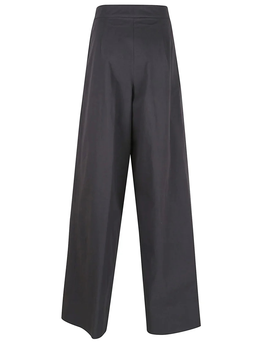 Wide Black Trousers With Front Pleats