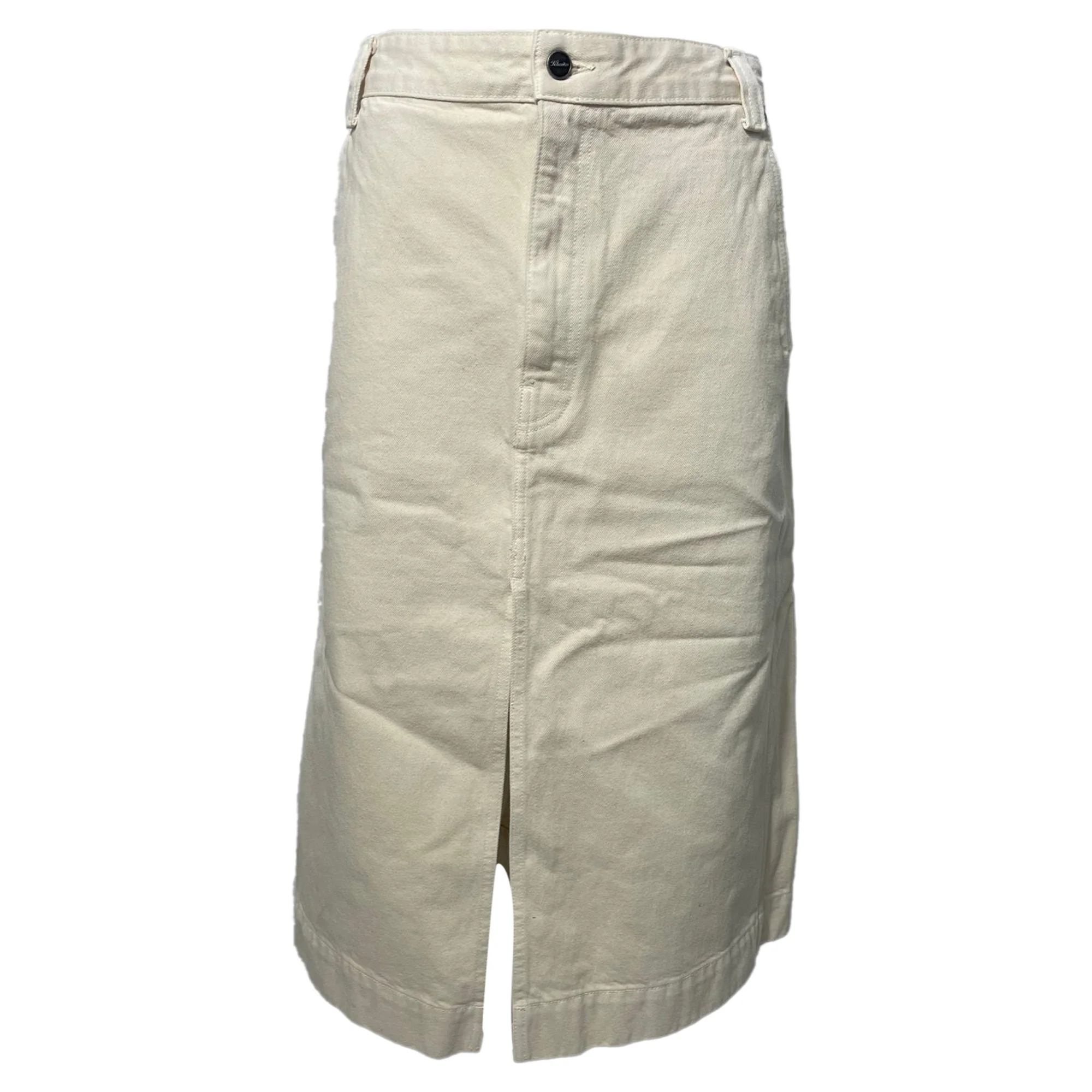 Khaite Charlene Denim Midi Skirt in Cream Cotton