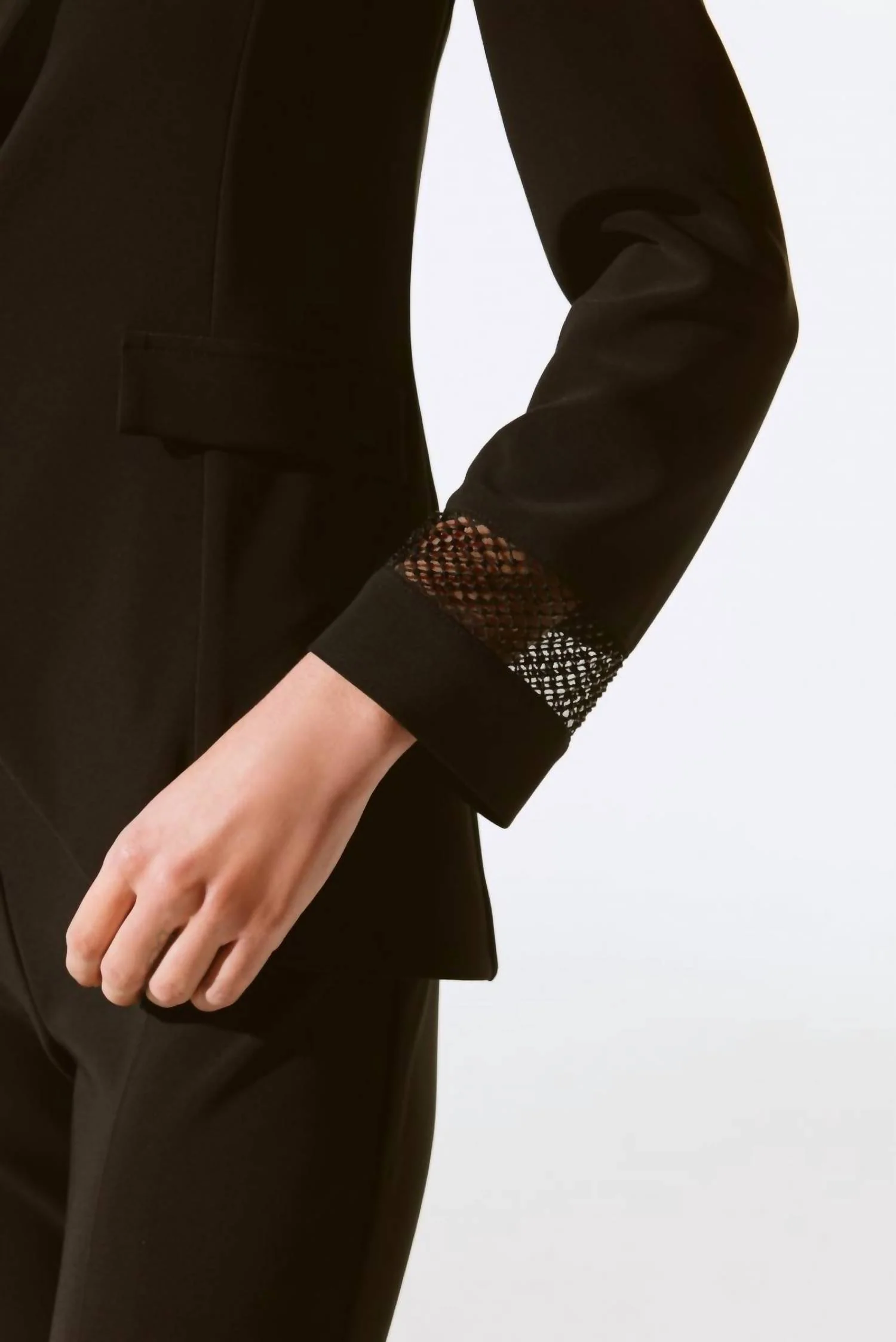 Embellished Mesh Insert Blazer In Black