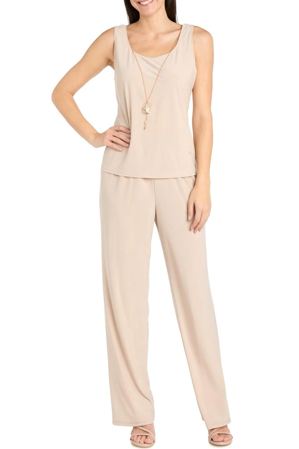 3-Piece Evening Pant Set In Gold
