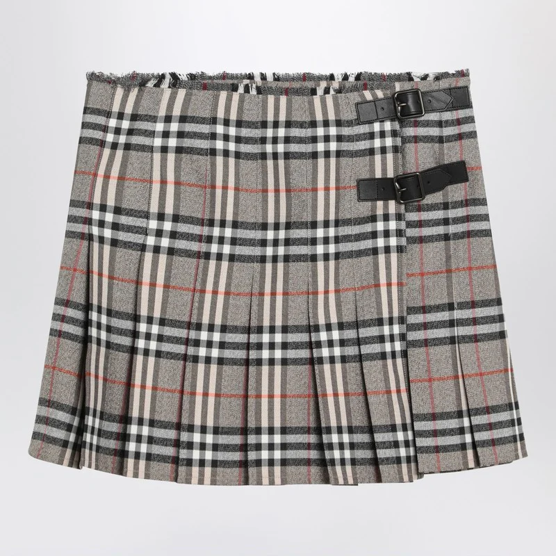 Burberry Women's Wool Kilt Skirt With Check Pattern