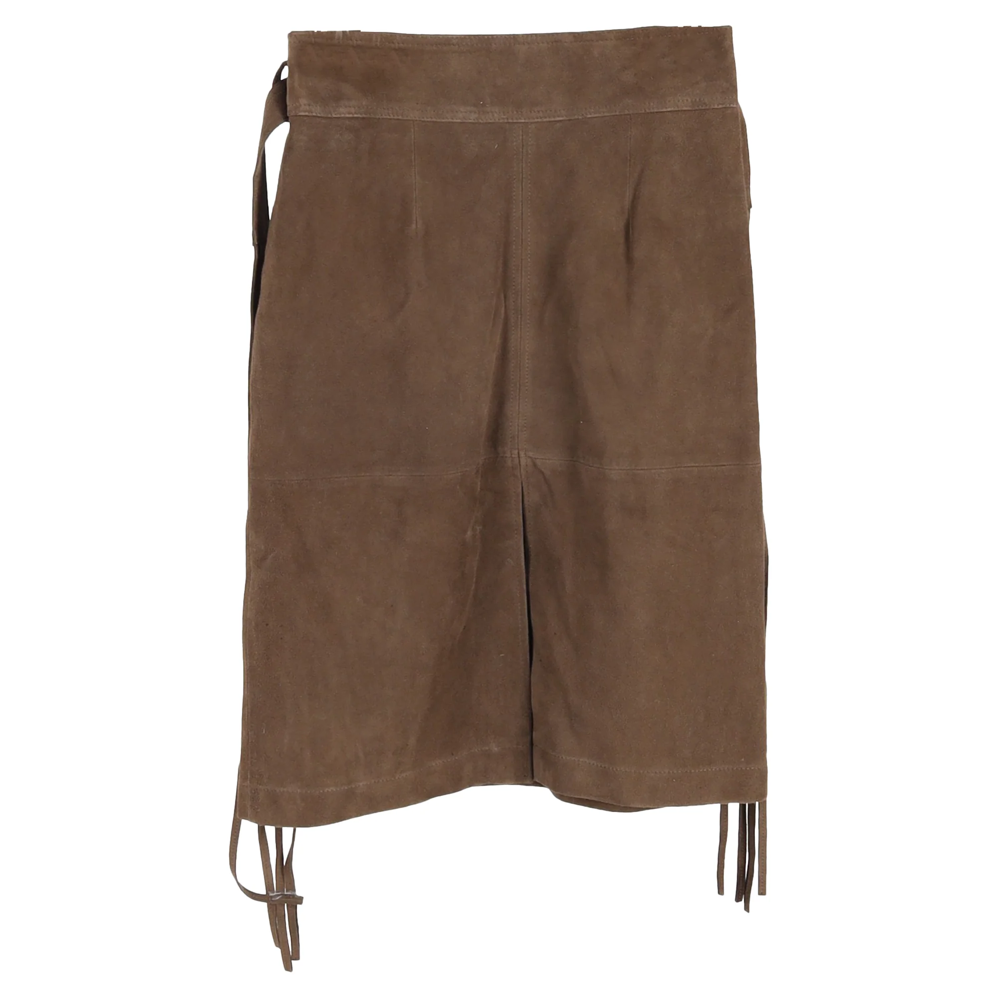 Vanessa Bruno Slit Detail Skirt in Brown Suede