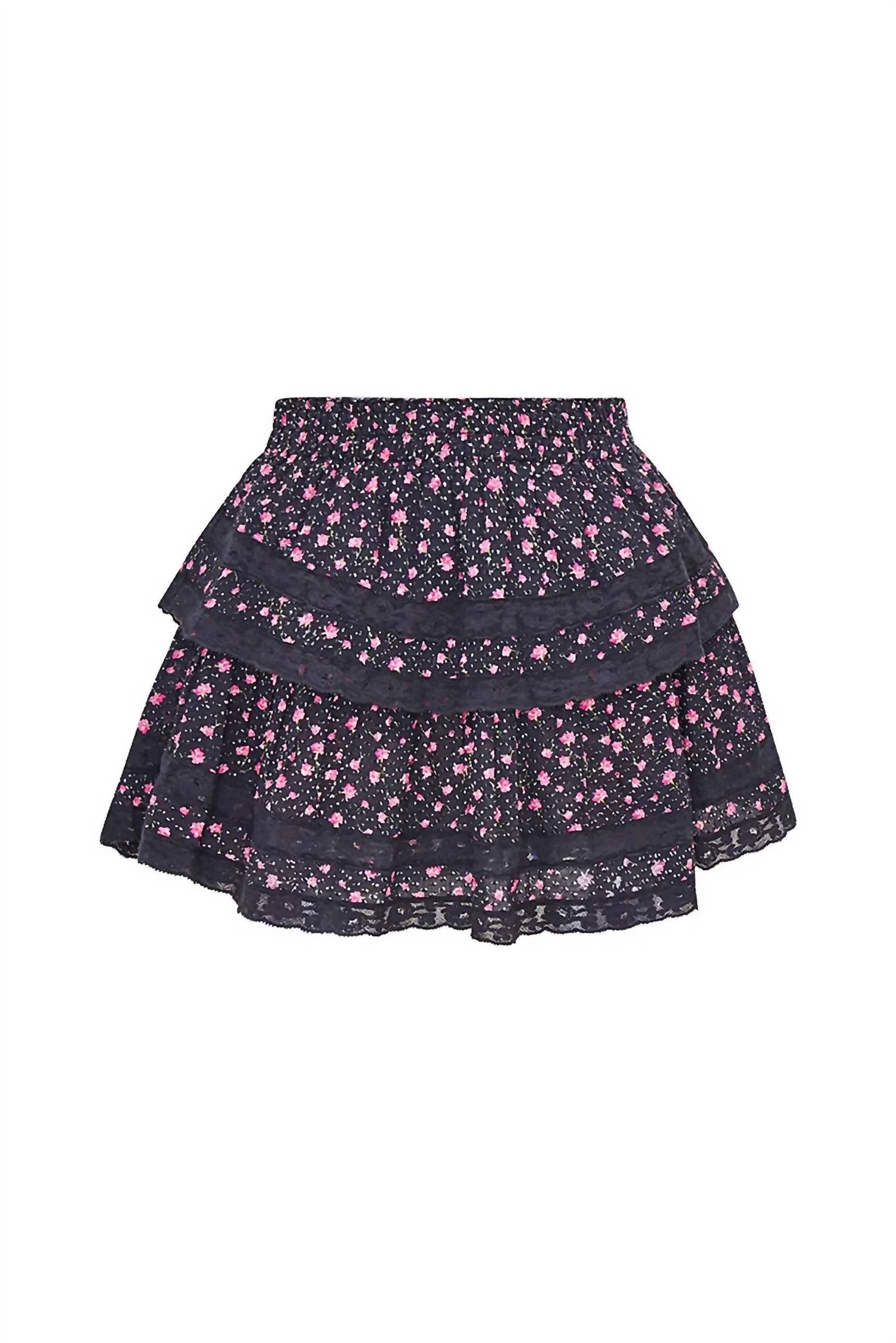 Ruffle Mini Skirt In Pink Noir